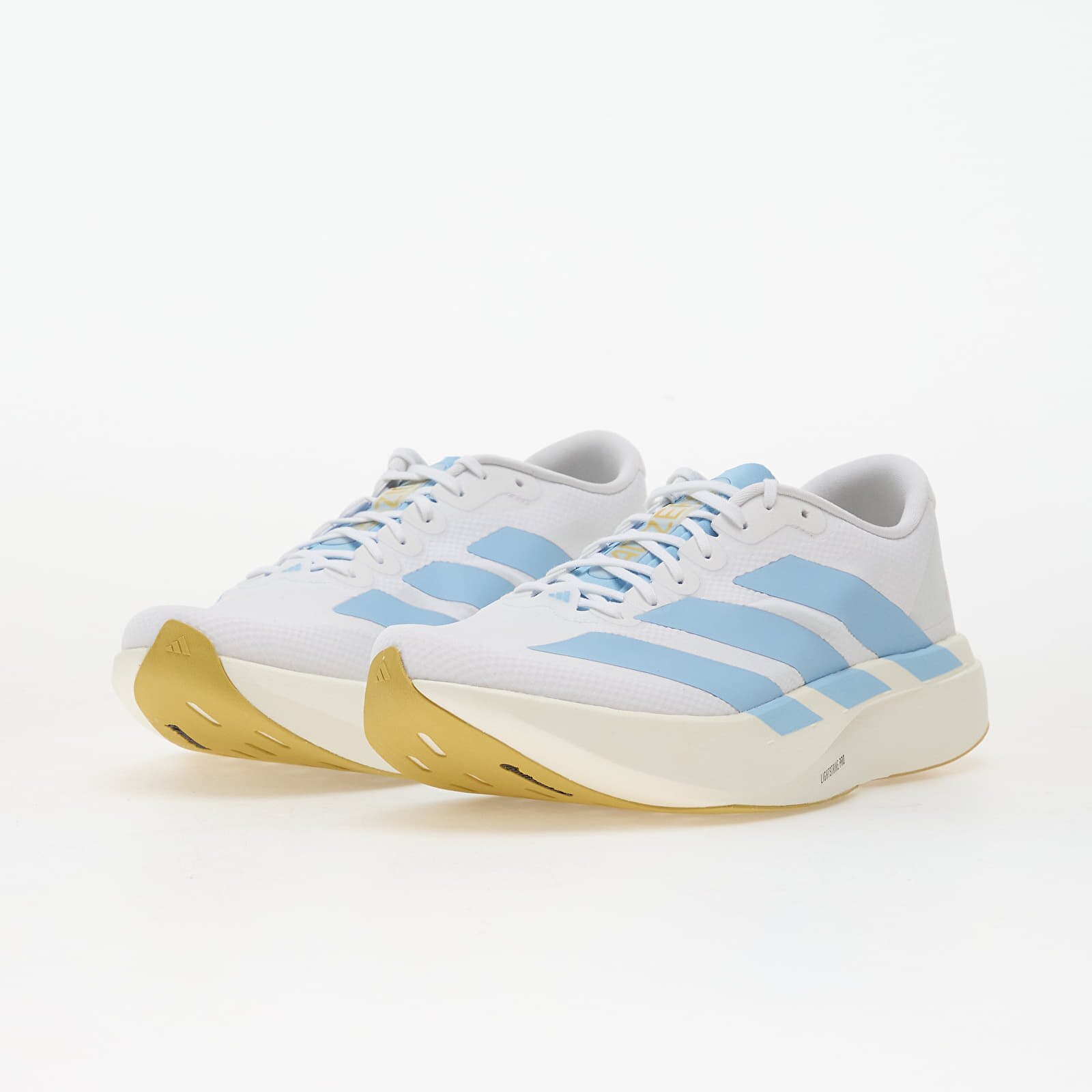 adidas Performance Сникърси adidas Adizero EVO SL Woven Ftwr White/ Clear Blue/ Matte Gold