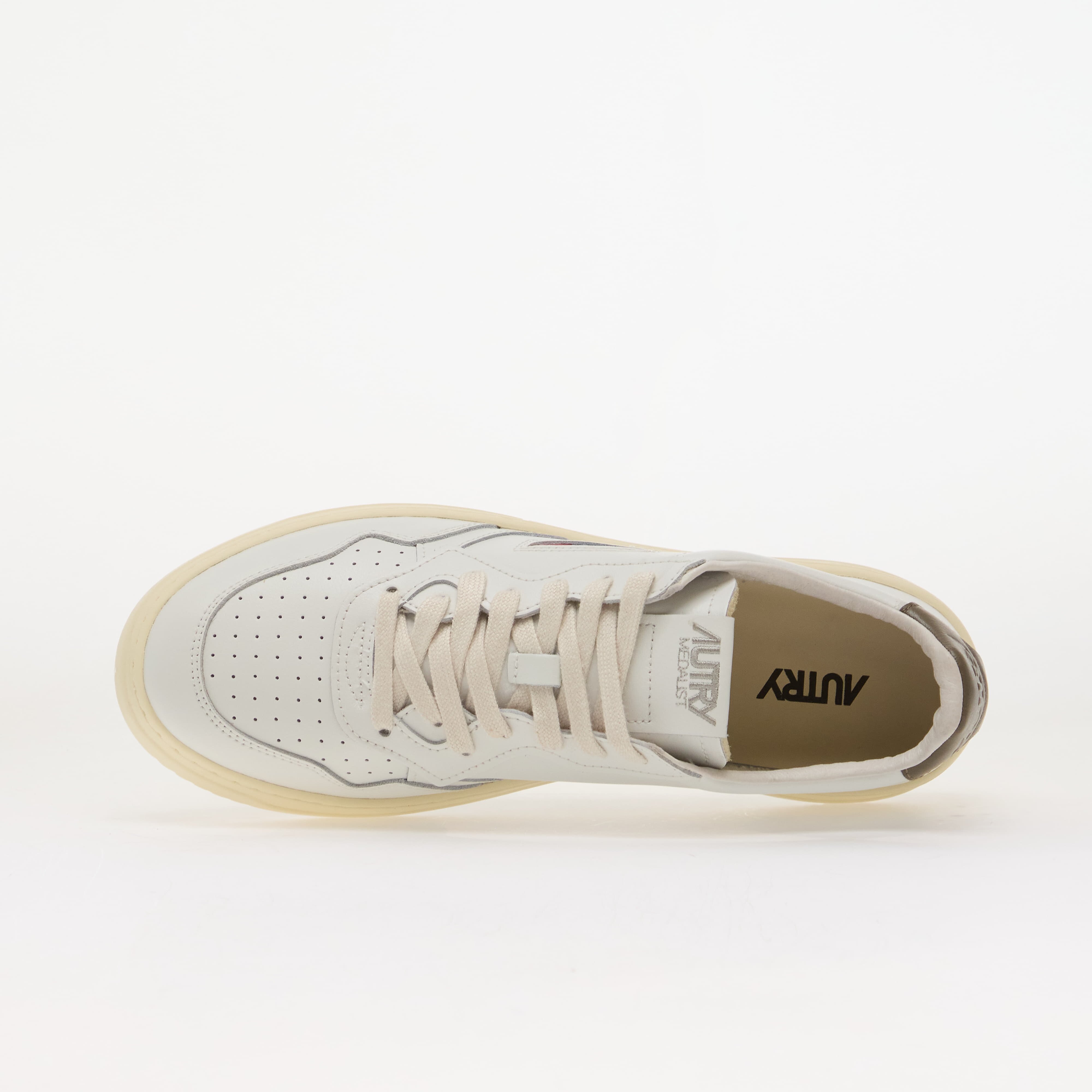 Autry Сникърси Medalist Low Man White/ Chocolate Leather