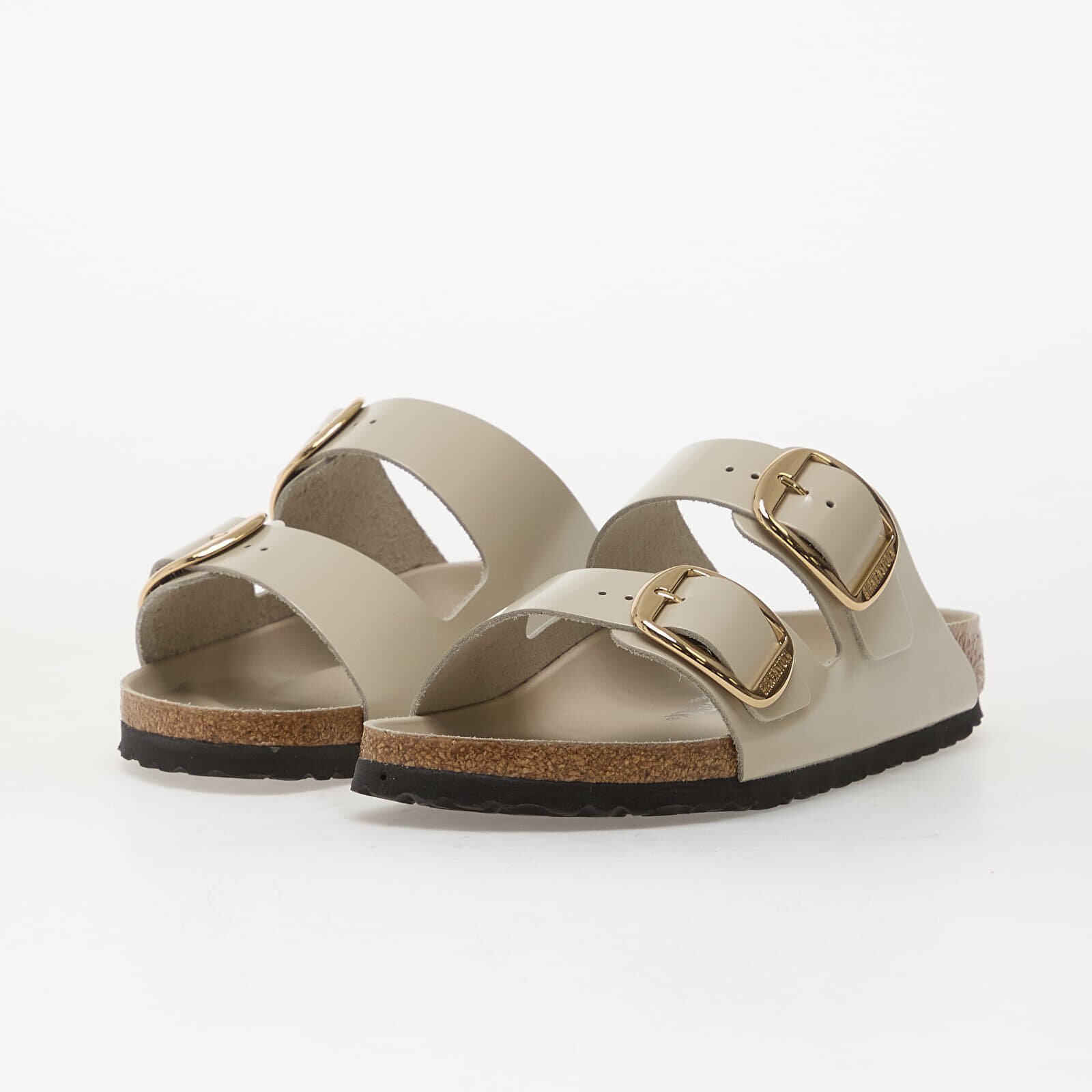 Birkenstock Arizona Big Buckle Natural Leather Patent Women High-Shine Oyster