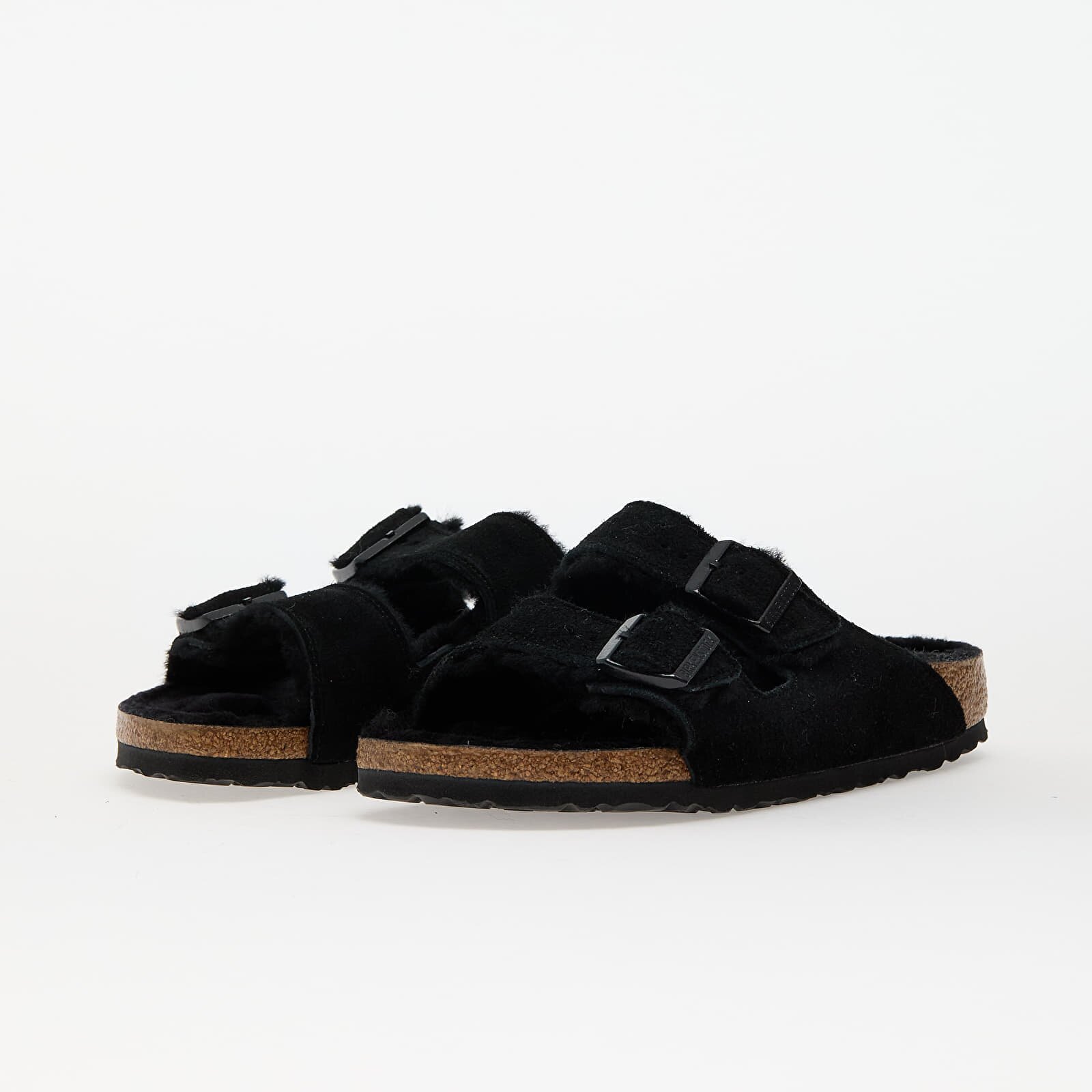Birkenstock Arizona Shearling Suede Leather/ Fur Black