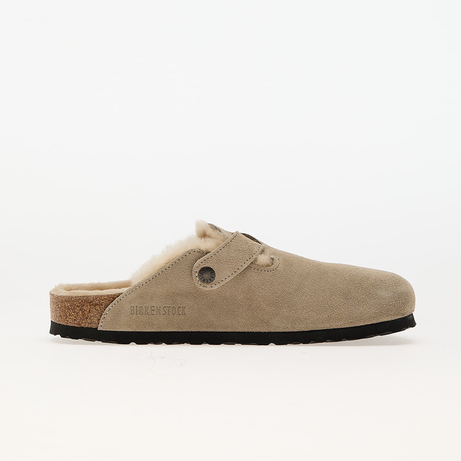 Birkenstock Boston Shearling Suede Leather/Fur Taupe