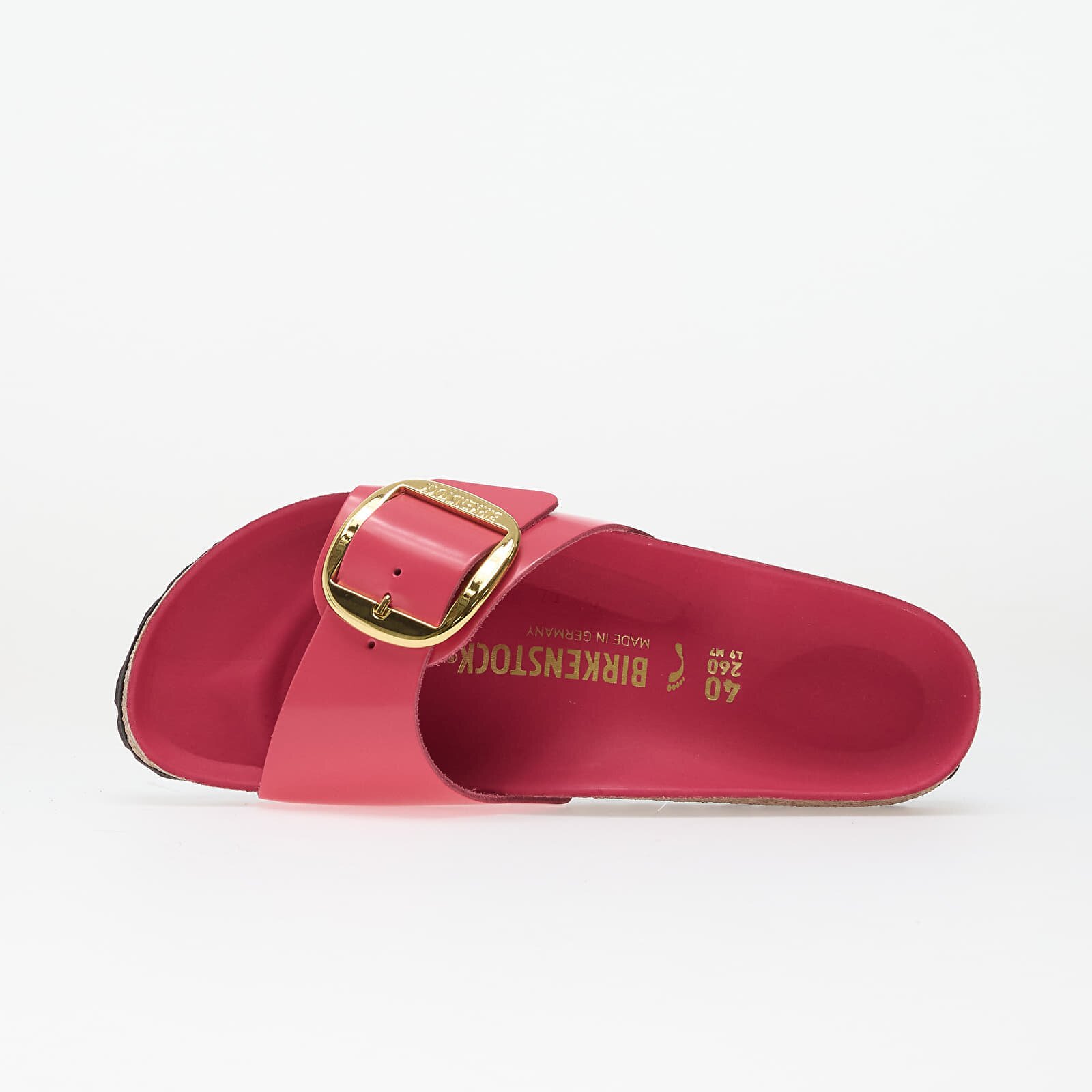 Birkenstock Madrid Big Buckle Natural Leather Patent Women High-Shine Fuchsia Tulip
