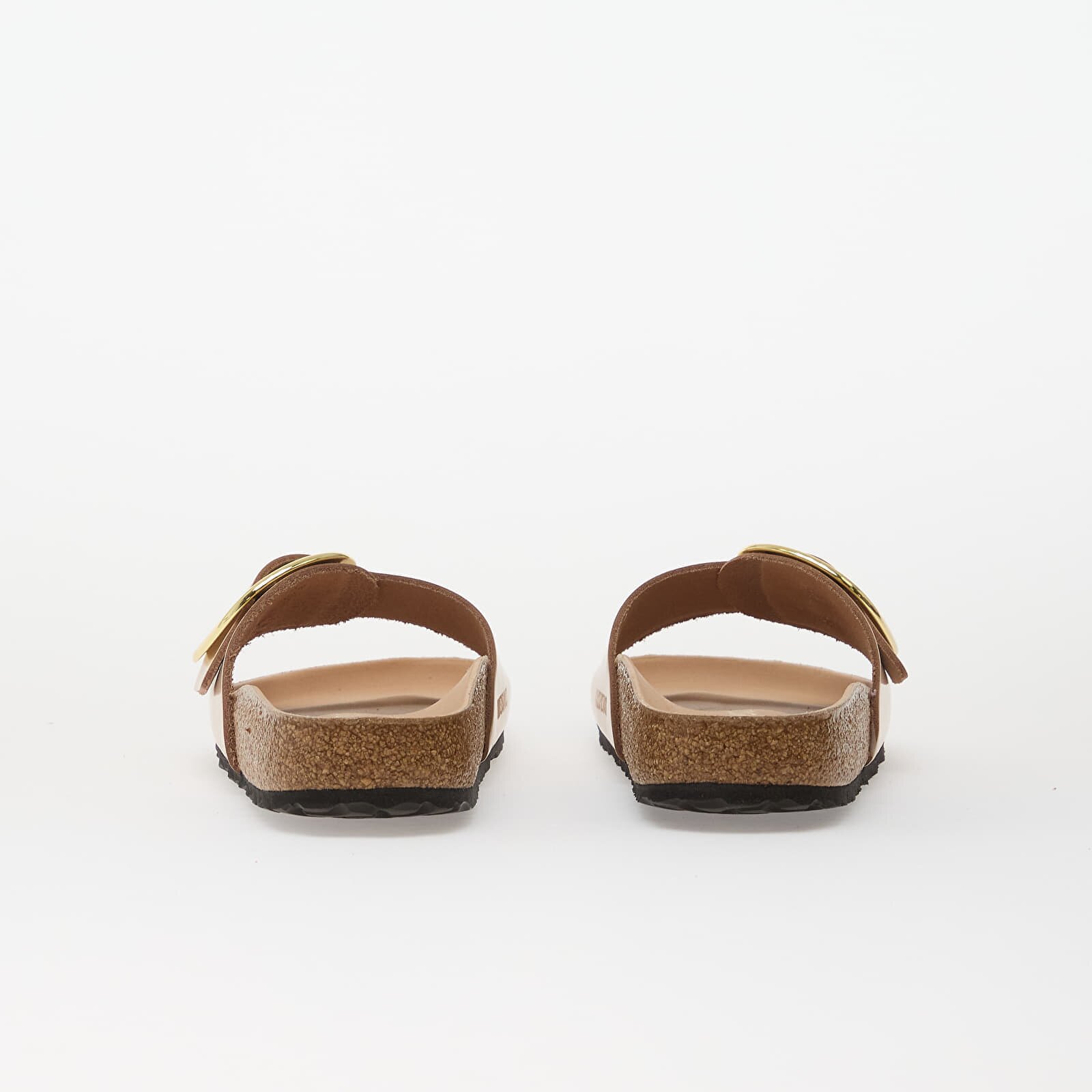 Birkenstock Madrid Big Buckle Natural Leather Patent Women High-Shine New Beige