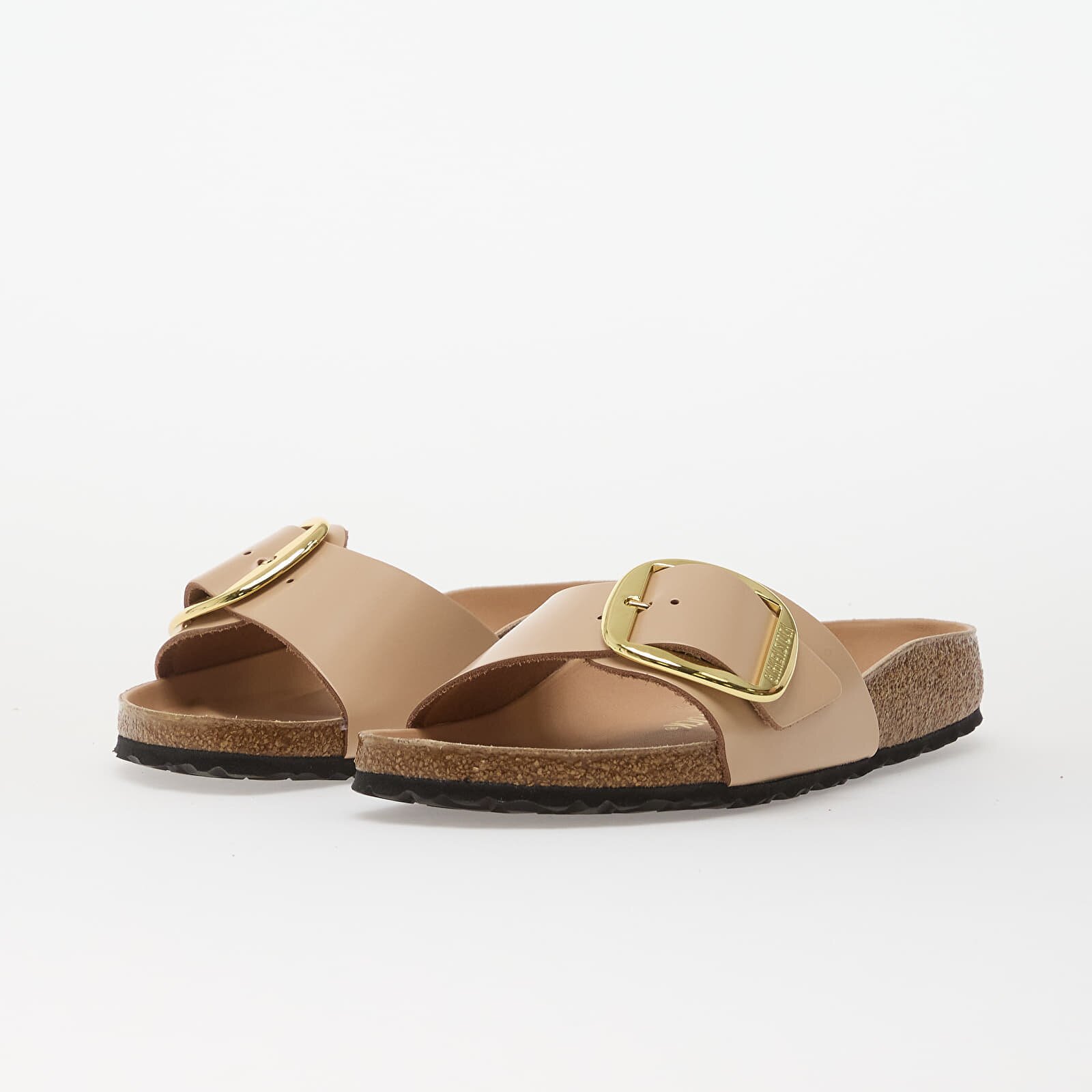 Birkenstock Madrid Big Buckle Natural Leather Patent Women High-Shine New Beige