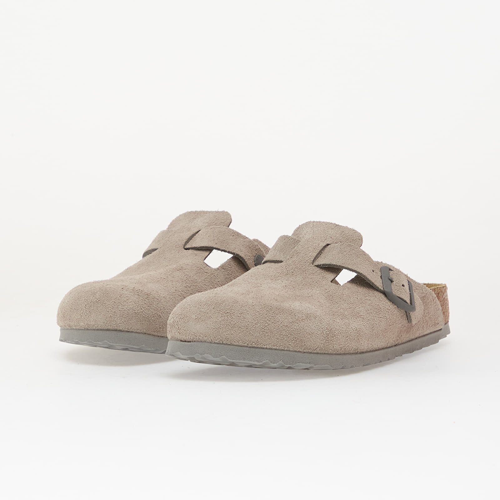 Birkenstock Обувки Boston Soft Footbed Suede Leather Unisex Stone Coin