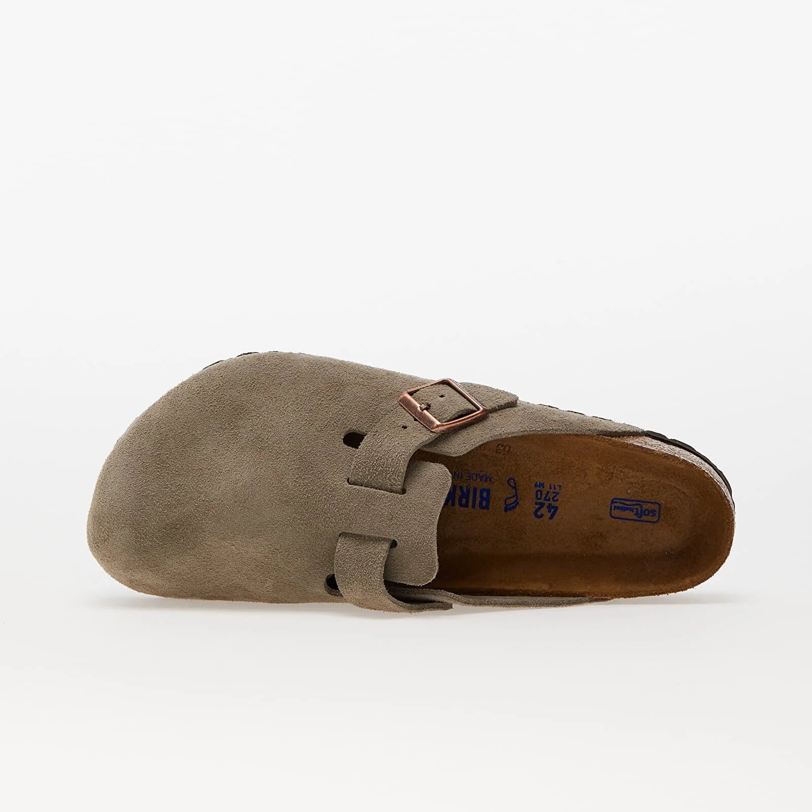 Birkenstock Обувки Boston Soft Fotbed Velvet Leather Taupe