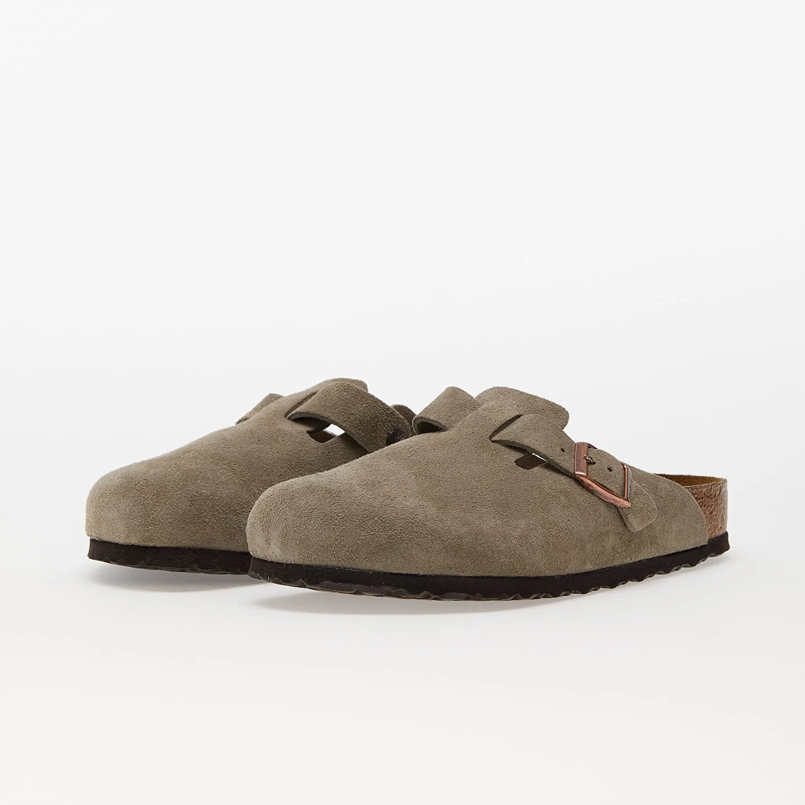 Birkenstock Обувки Boston Soft Fotbed Velvet Leather Taupe