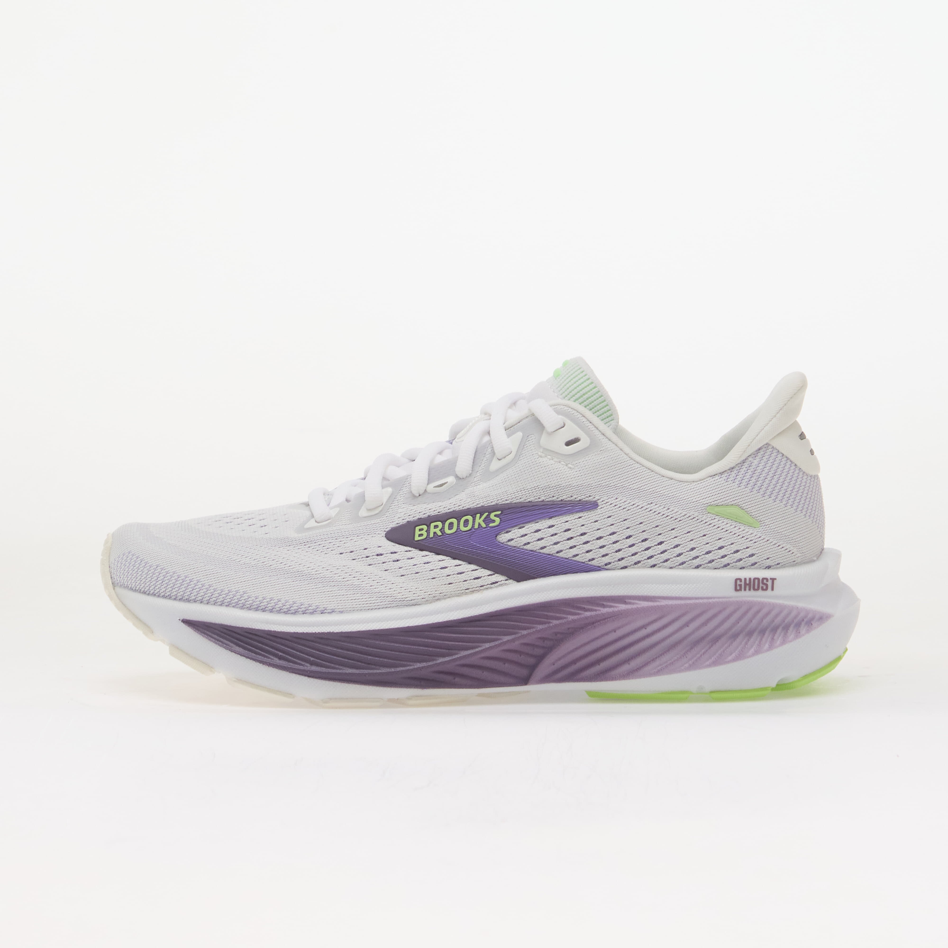 Brooks Ghost 18 White/ Purple Hebe/ Green