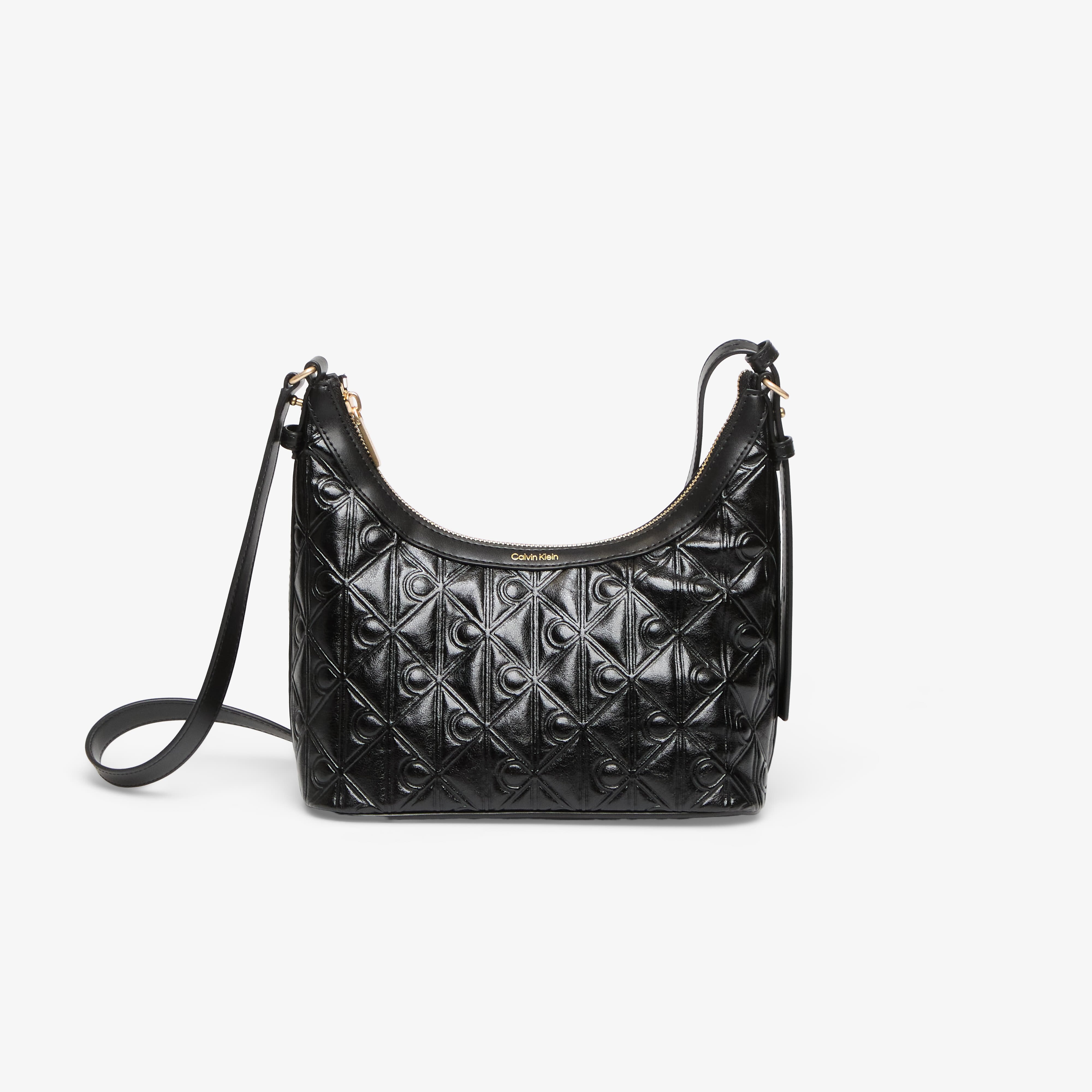 Calvin Klein Чанта Emblem Aop Debossed Shoulder Bag Black