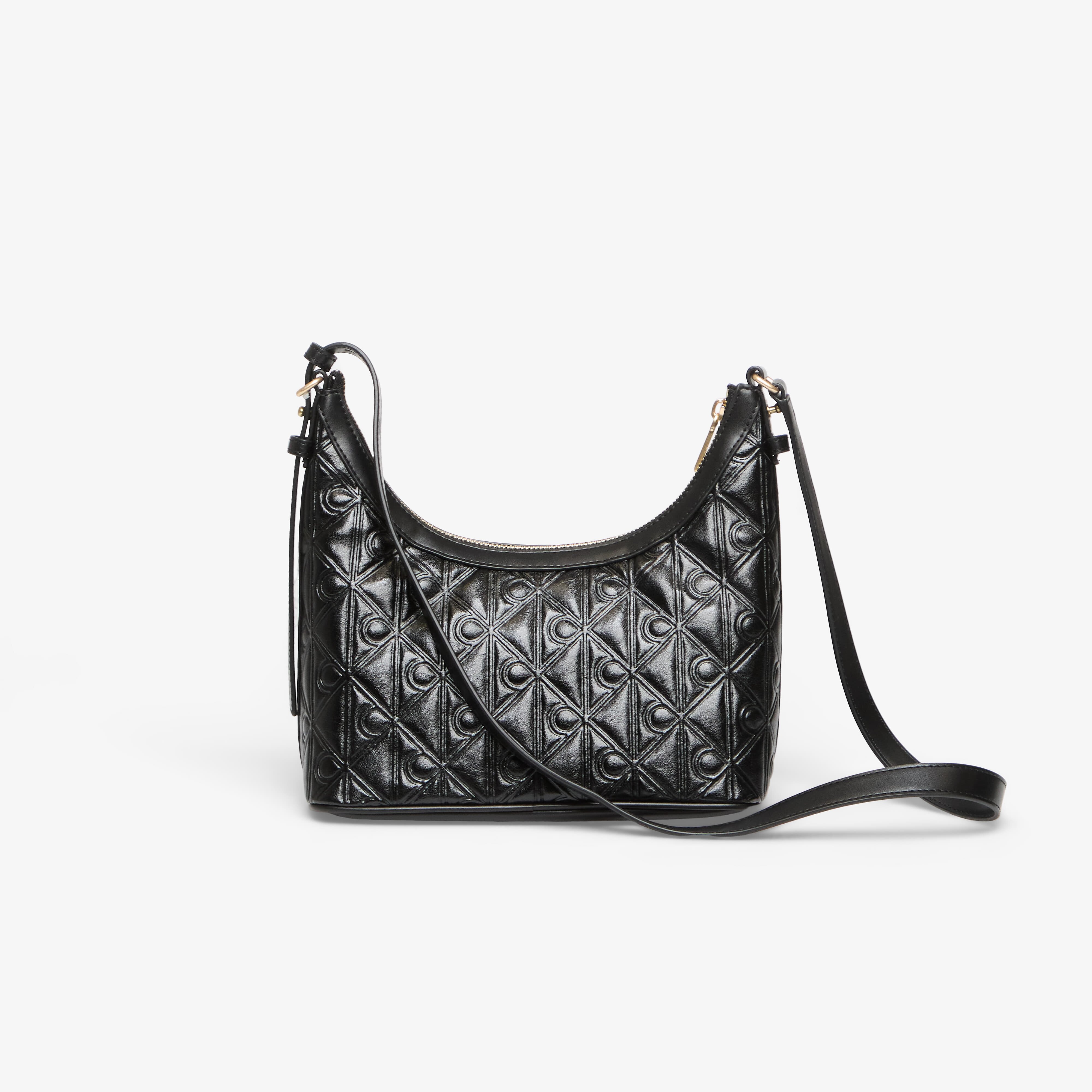 Calvin Klein Чанта Emblem Aop Debossed Shoulder Bag Black