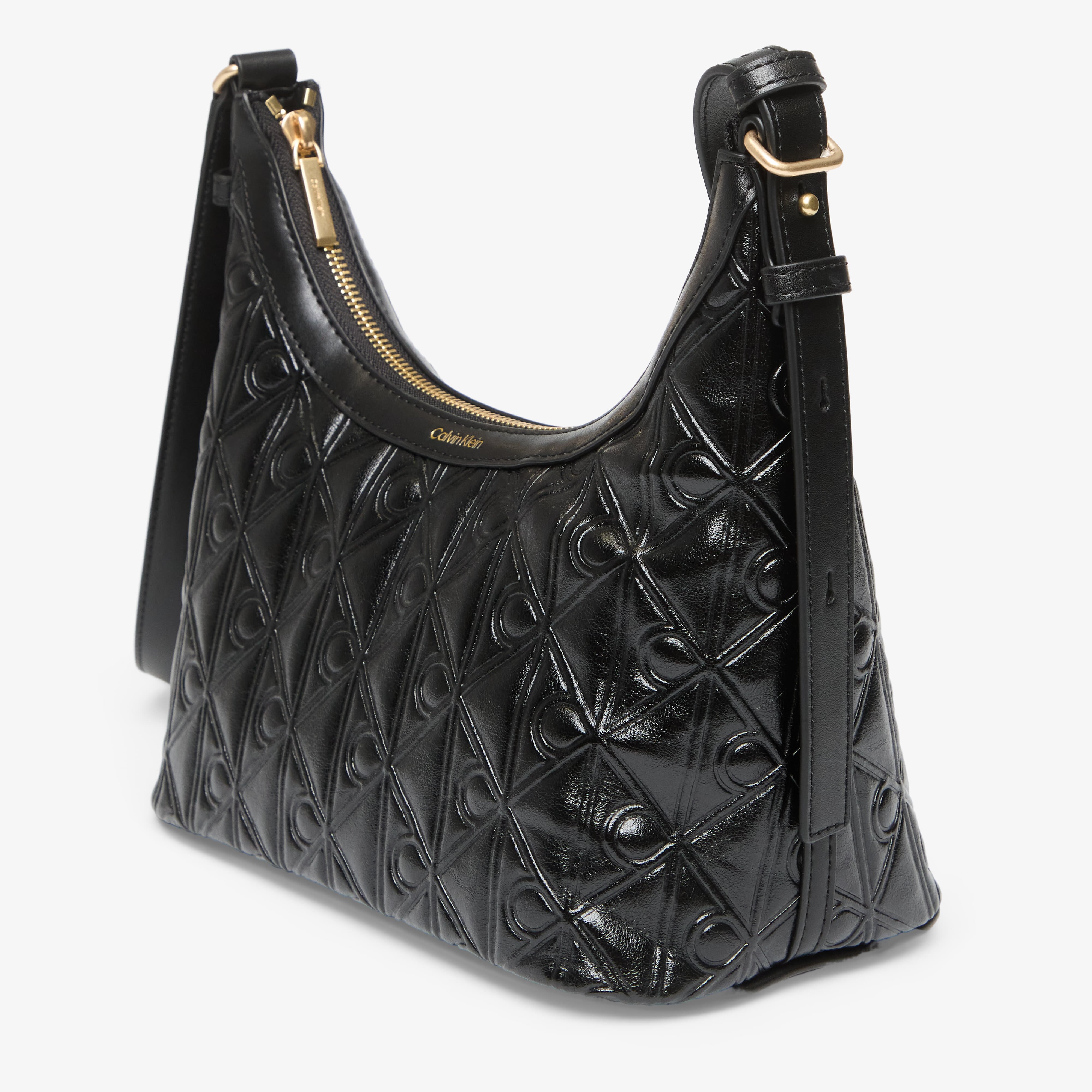 Calvin Klein Чанта Emblem Aop Debossed Shoulder Bag Black