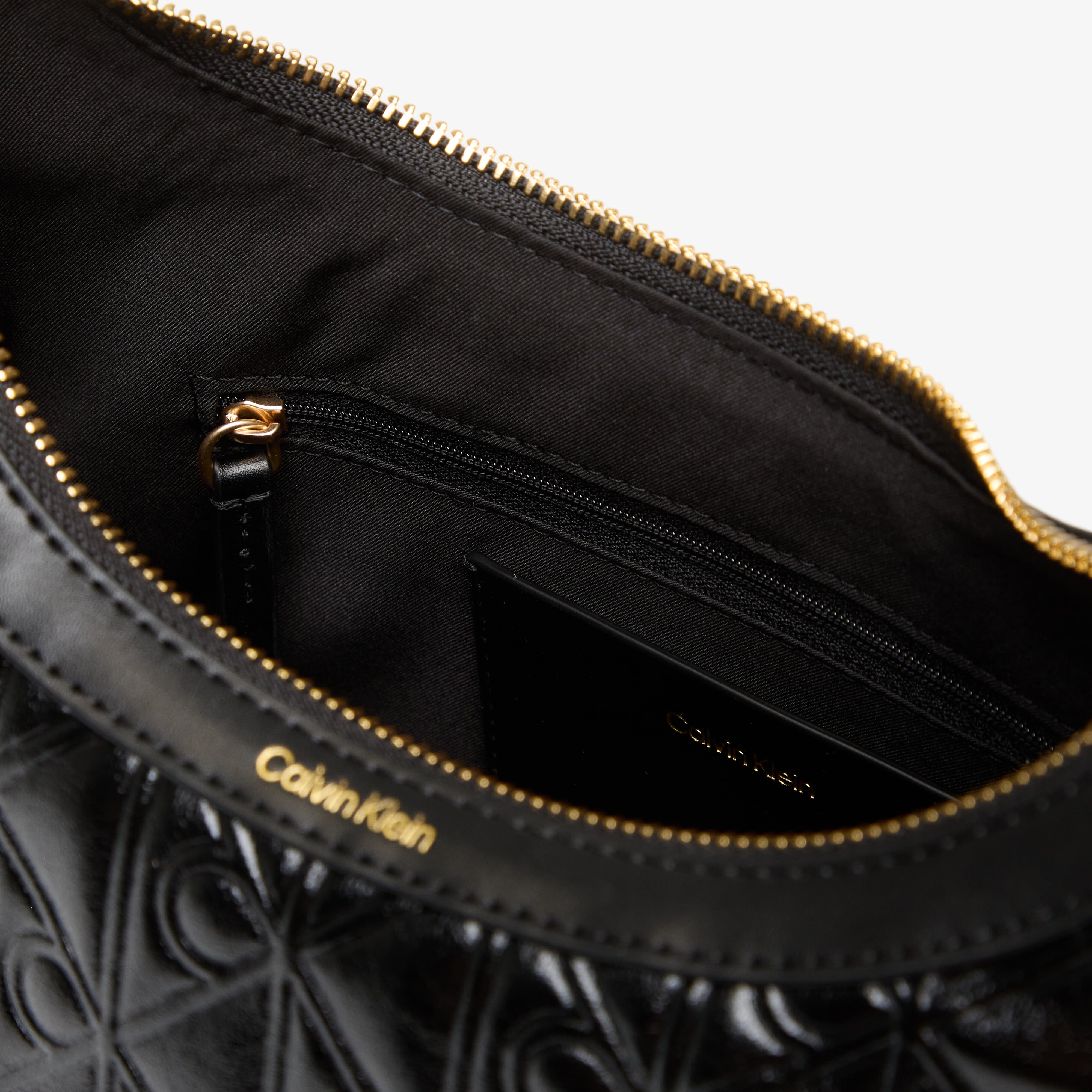 Calvin Klein Чанта Emblem Aop Debossed Shoulder Bag Black