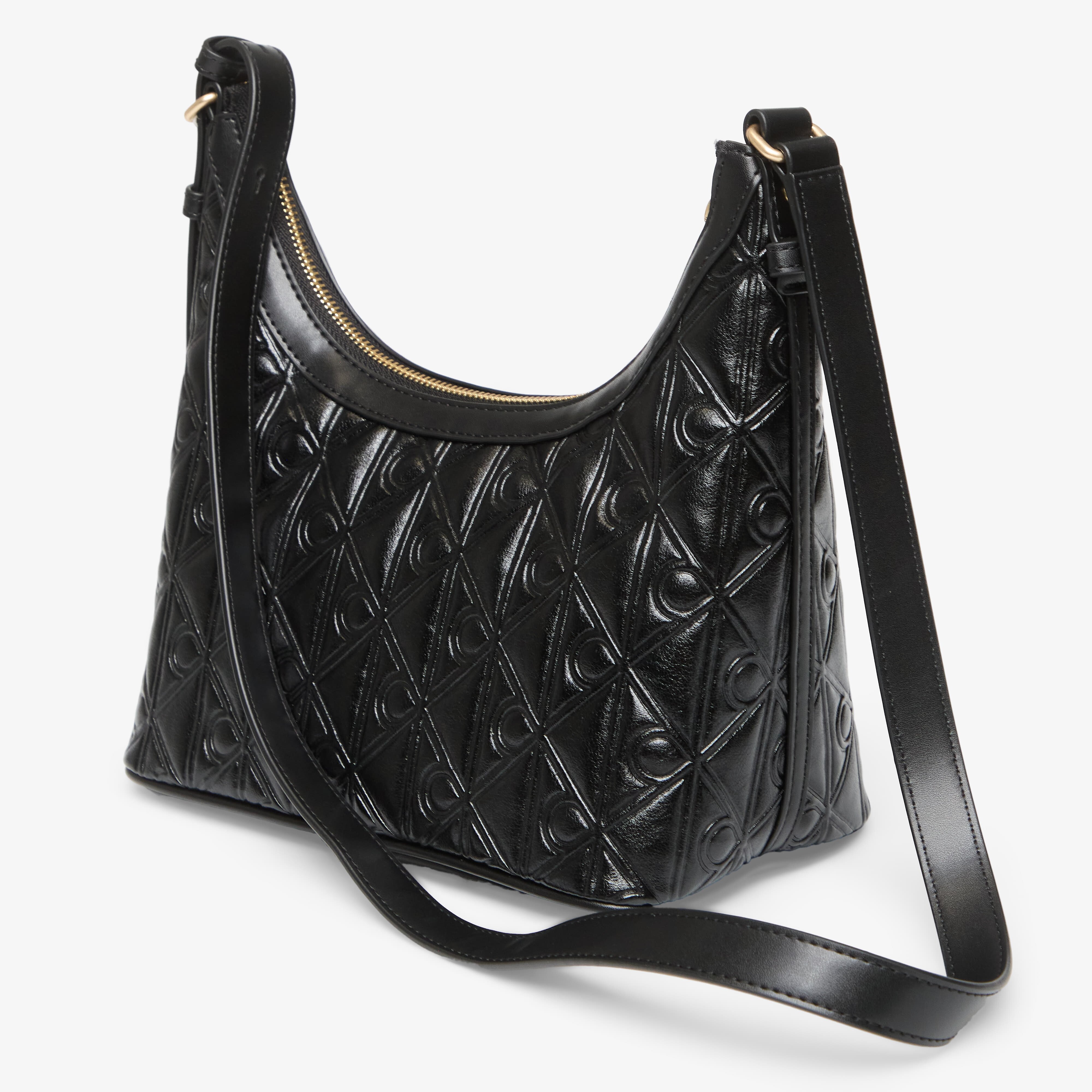 Calvin Klein Чанта Emblem Aop Debossed Shoulder Bag Black