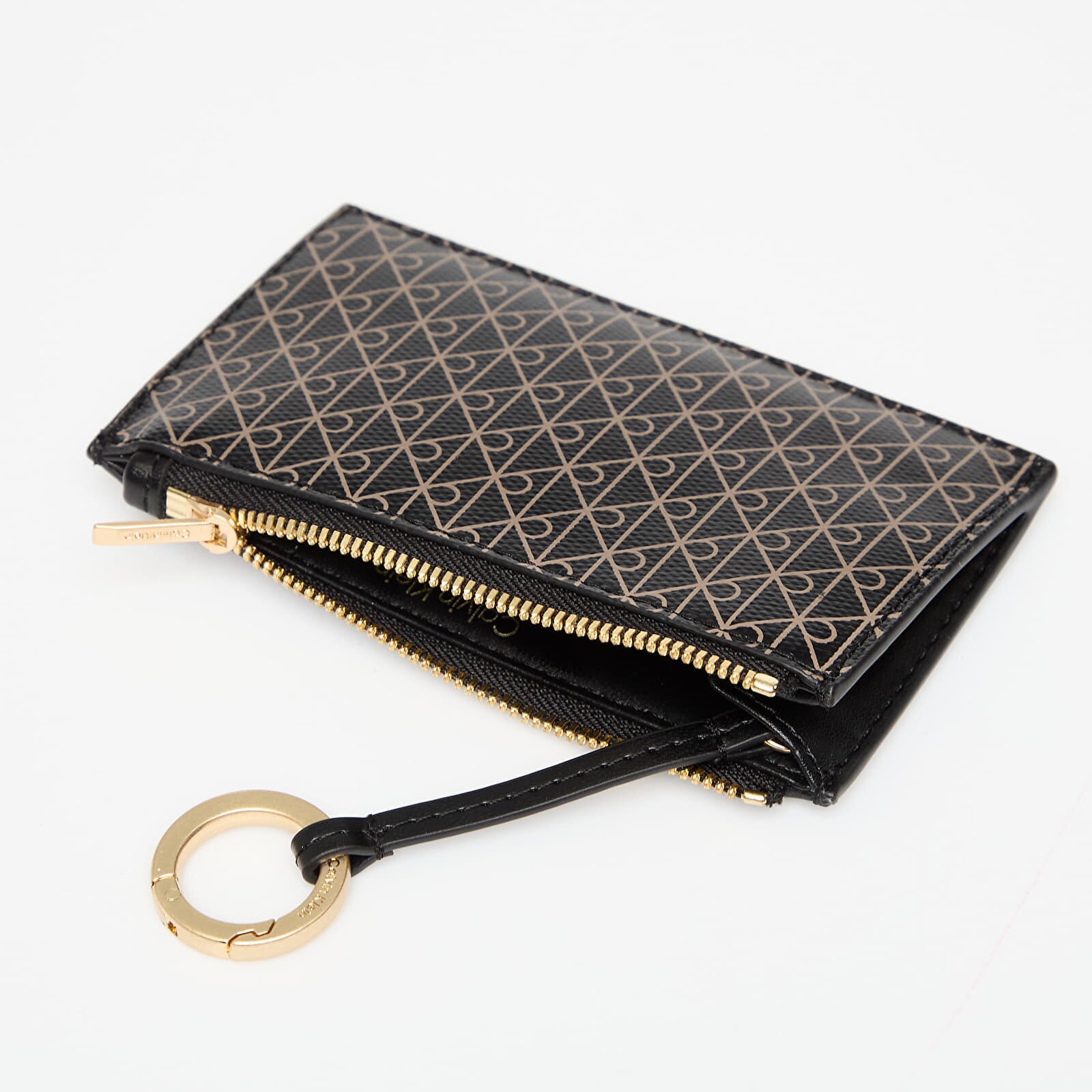 Calvin Klein Портфейл Emblem Aop Top Zip Cardholder Black