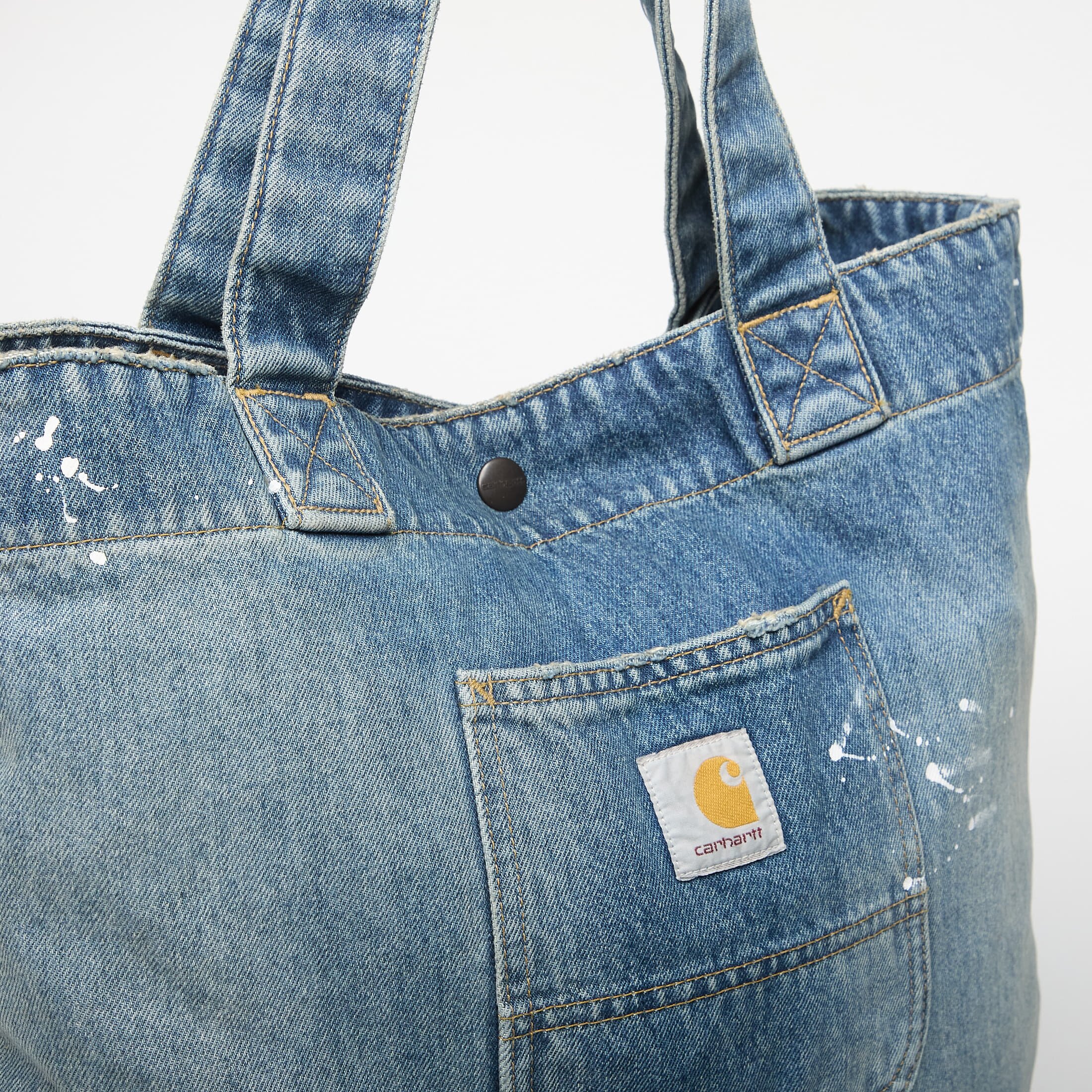 Carhartt WIP Чанта Denim Tote Blue Destroy Wash Splatter
