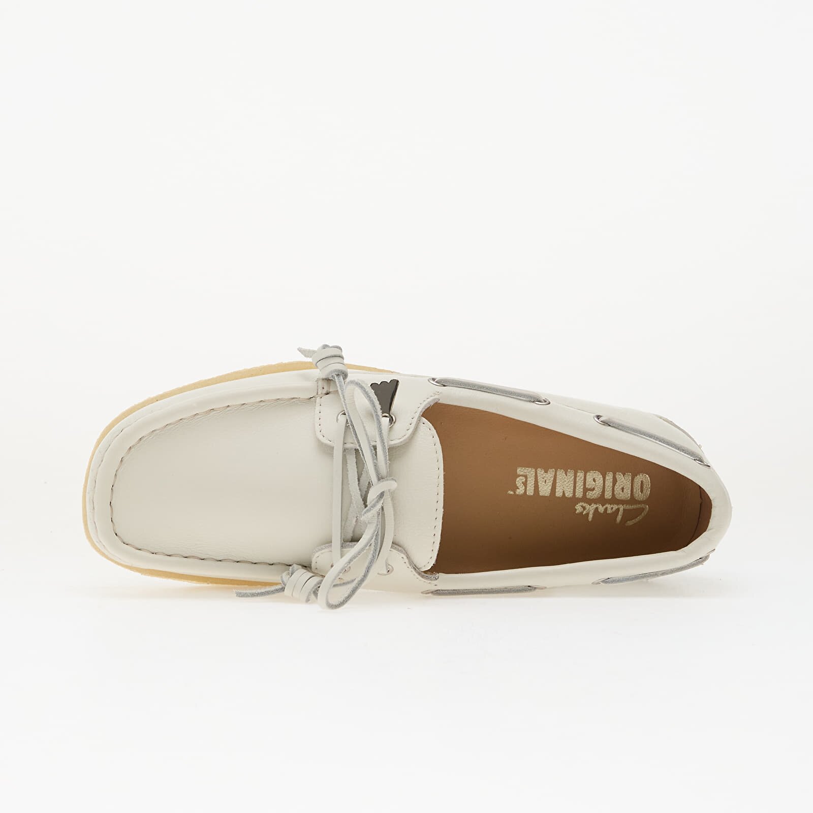 Clarks Originals Godney Boat. White Grain Lea