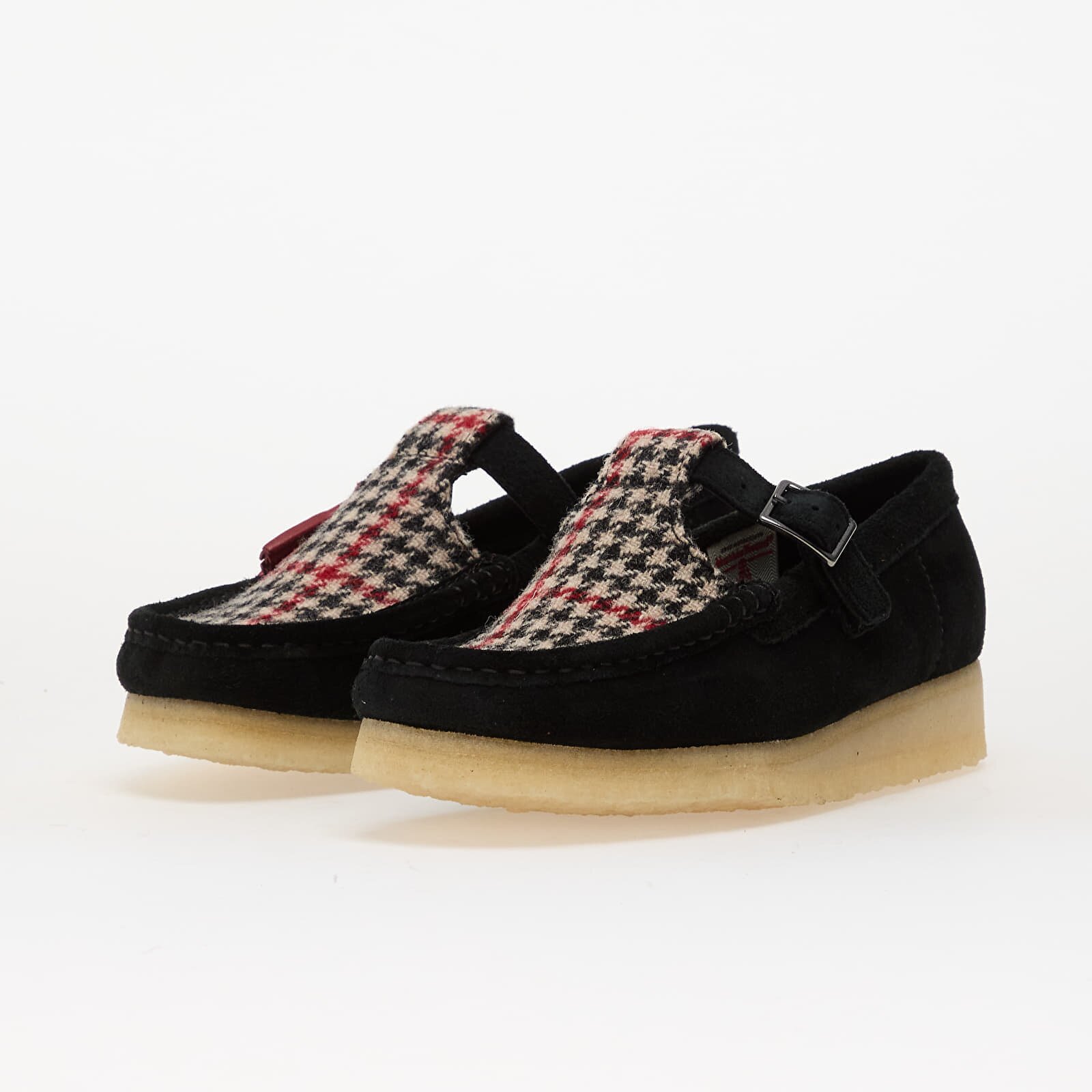Clarks Originals Обувки Wallabee T Bar Black Tweed Comb