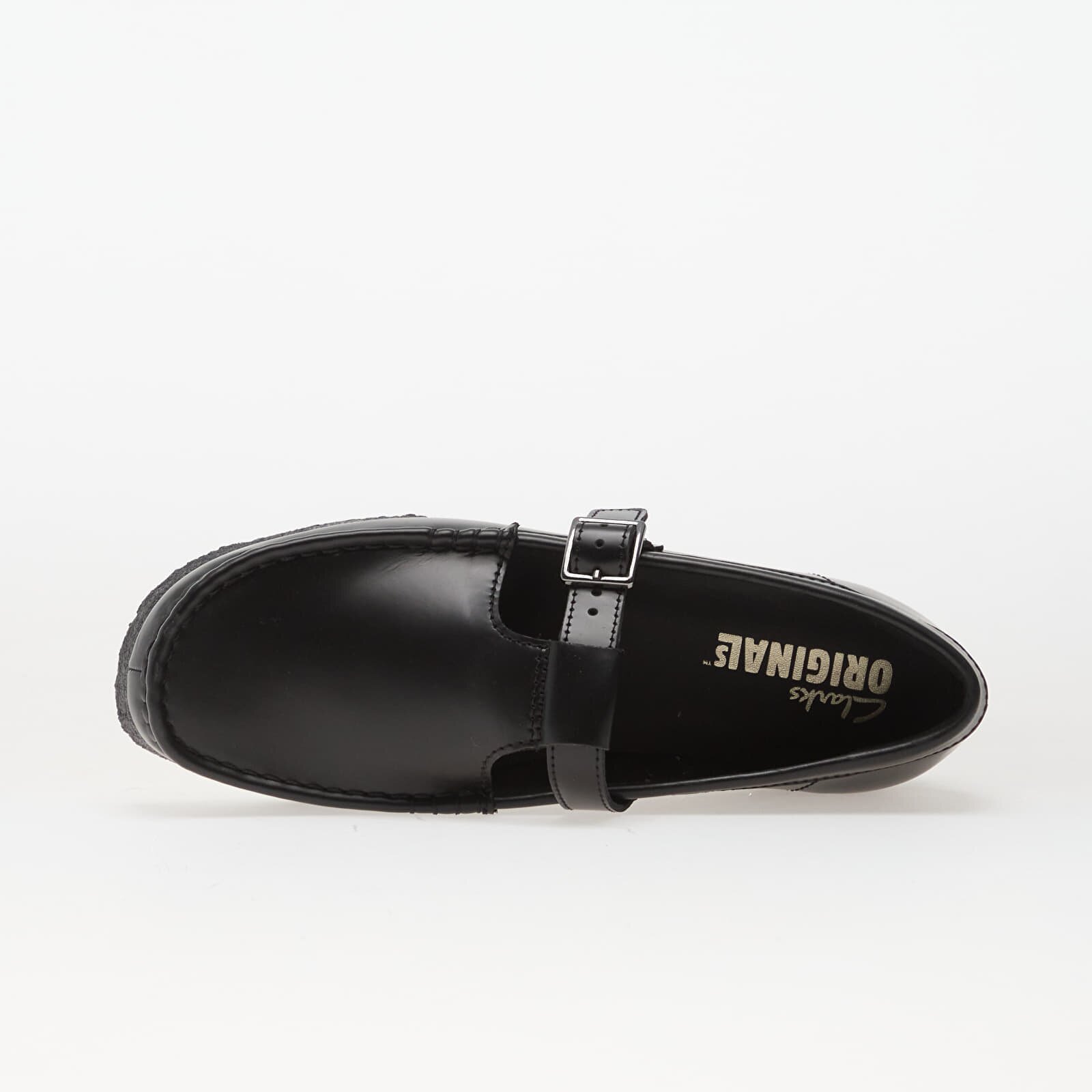 Clarks Originals Wallabee T Bar Blk HiShine Lea