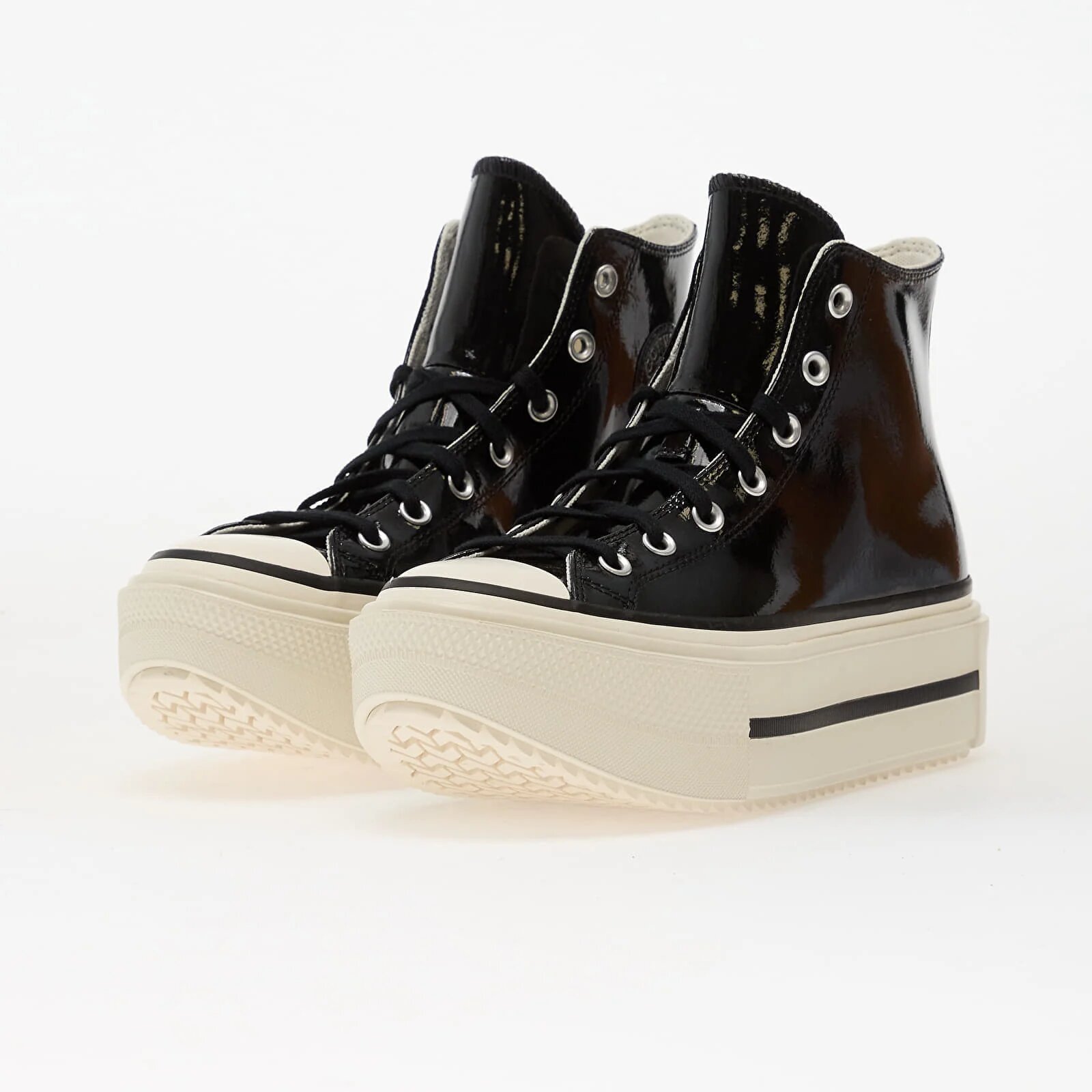 Converse Сникърси Chuck Taylor All Star Lift Double Stack Platform Patent Leather Hi Black/ Egret/ Black