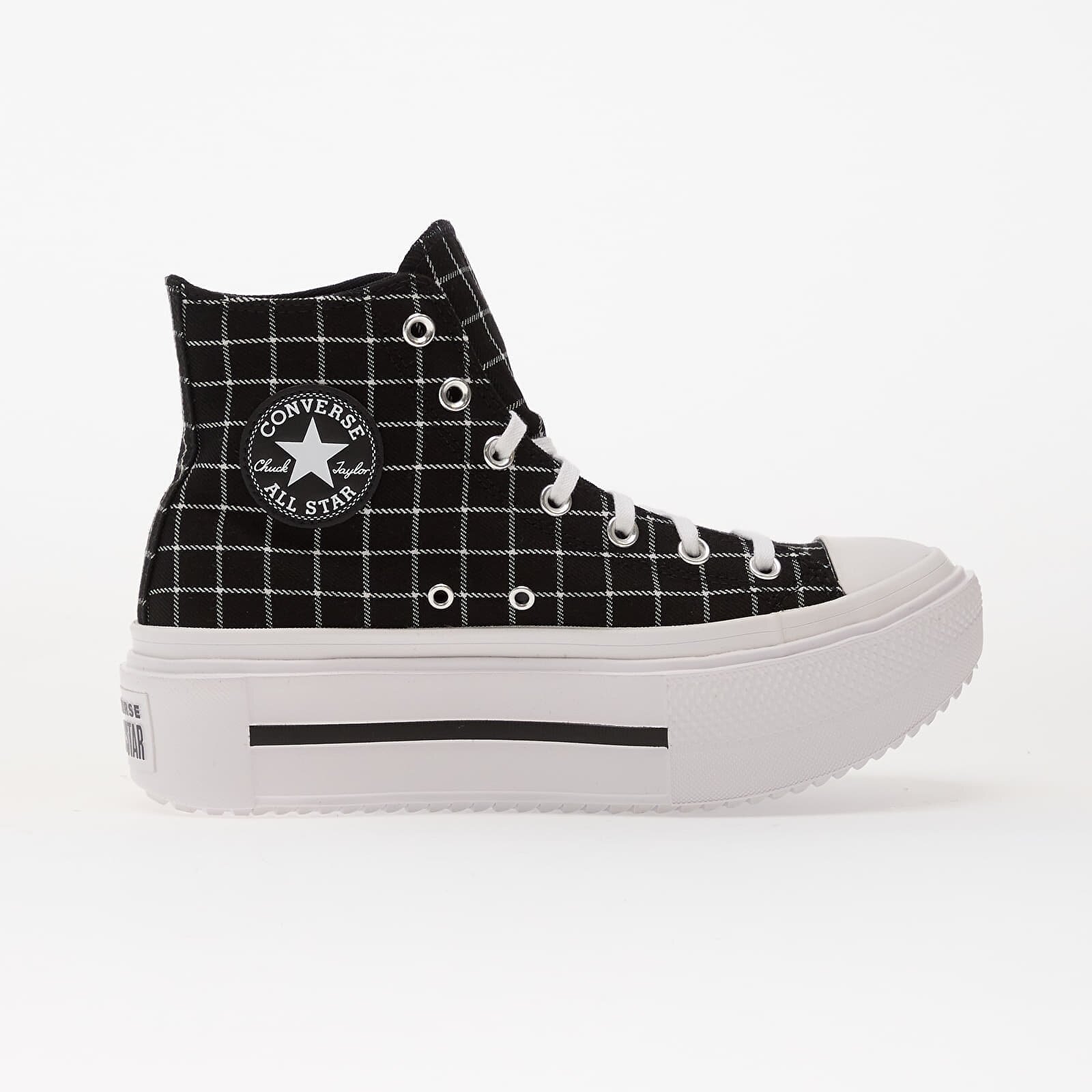 Converse Сникърси Chuck Taylor All Star Lift Double Stack Platform Plaid Hi Black/ White/ Black