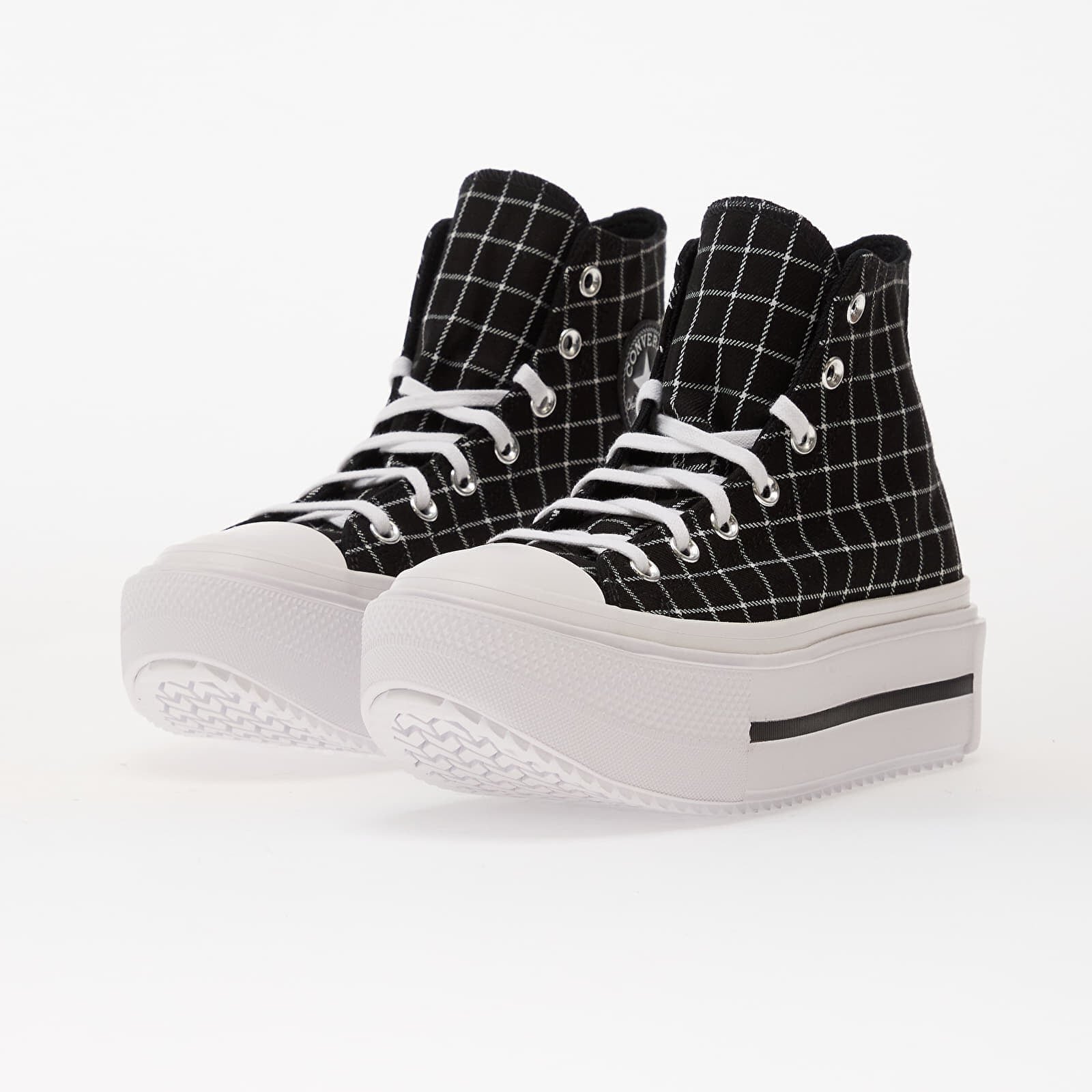 Converse Сникърси Chuck Taylor All Star Lift Double Stack Platform Plaid Hi Black/ White/ Black