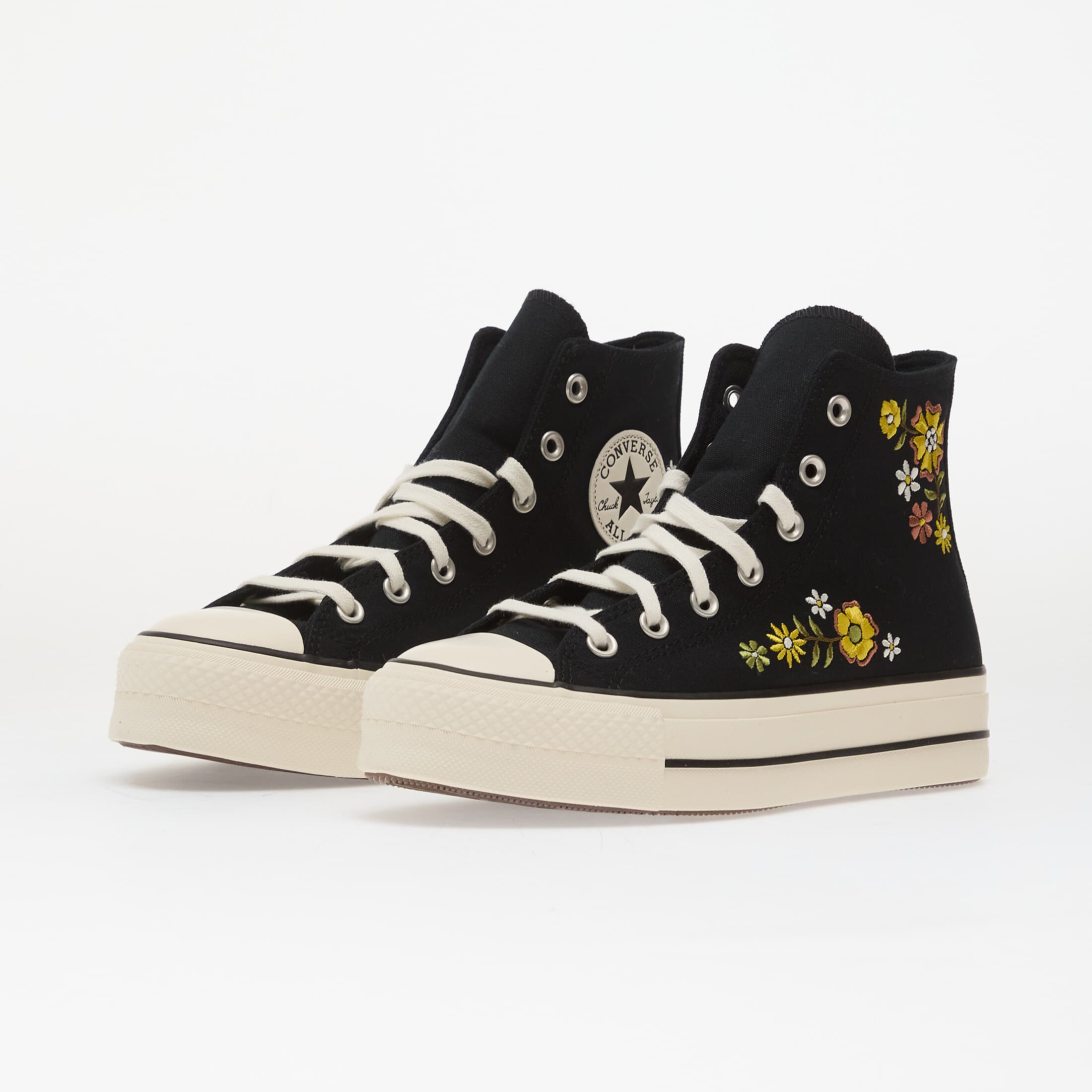 Converse Сникърси Chuck Taylor All Star Lift Embroidered Flowers - Black/ Egret/ Bright Outlook