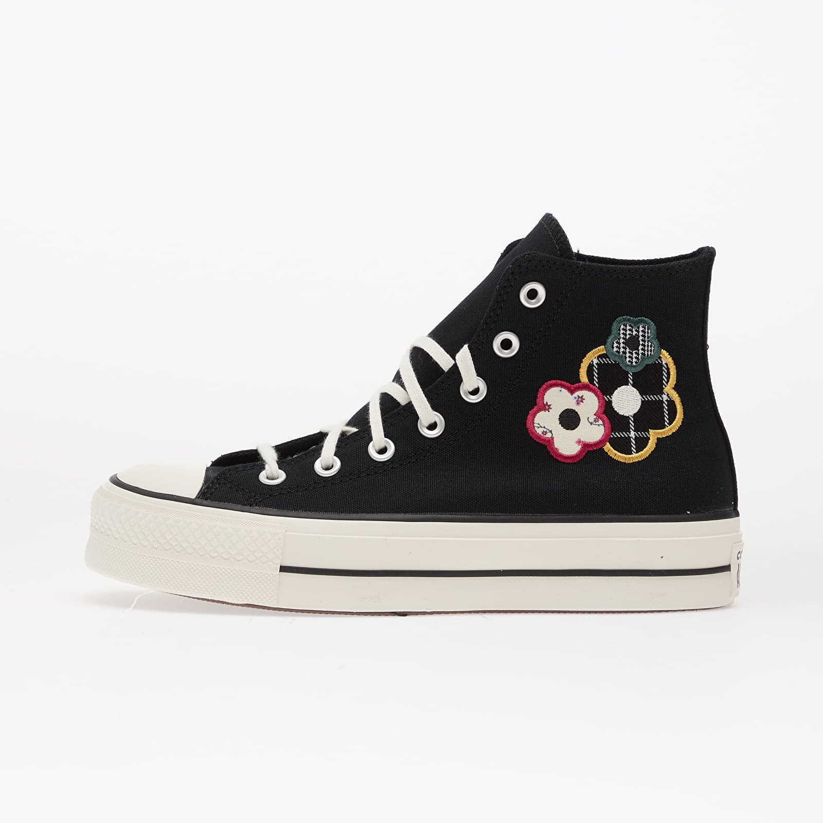 Converse Сникърси Chuck Taylor All Star Lift Platform Floral Patchwork Hi Black/ White/ Sunny Angle