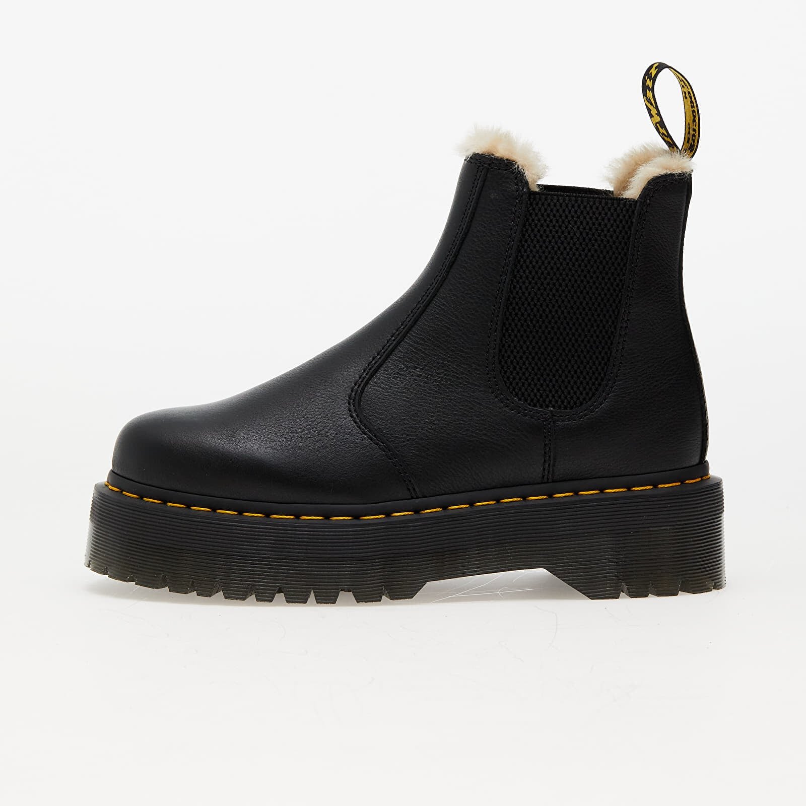 Dr. Martens Обувки 2976 Quad Fur Lined Platform Chelsea Boots Black Pisa