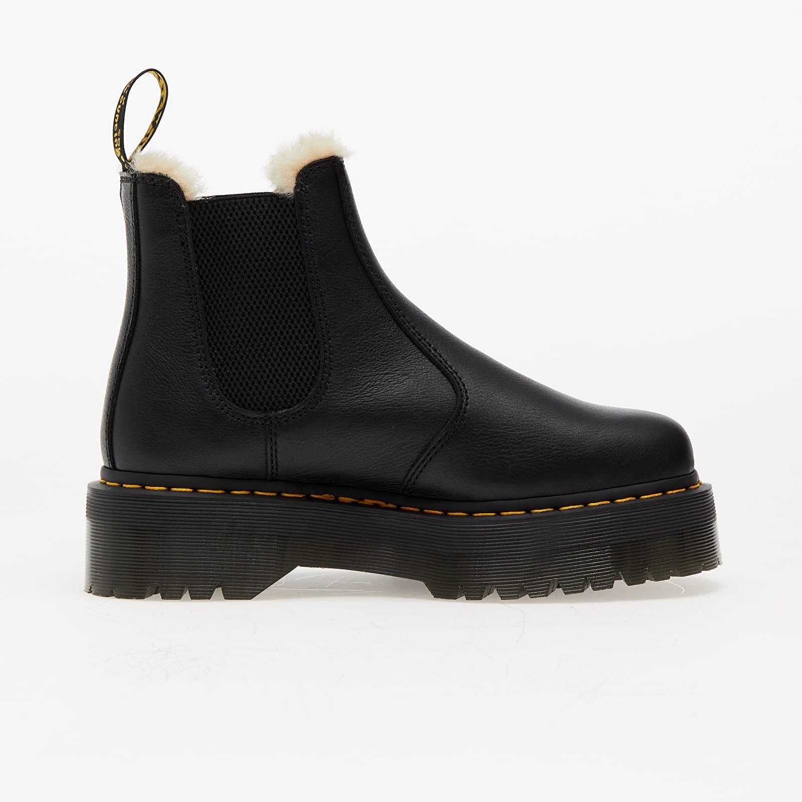 Dr. Martens Обувки 2976 Quad Fur Lined Platform Chelsea Boots Black Pisa