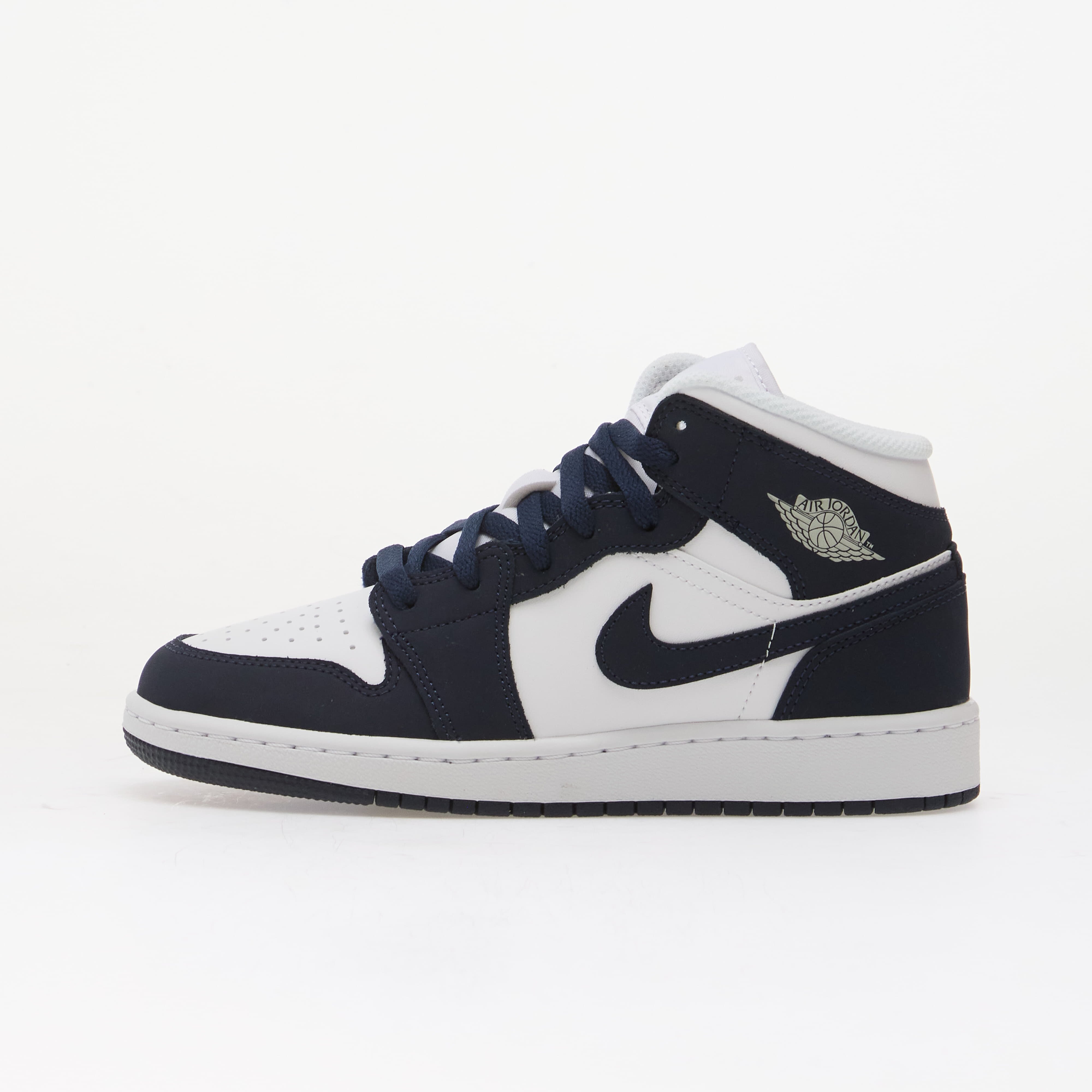 Jordan Air 1 Mid Kids Obsidian/ Obsidian-White-Grey Fog