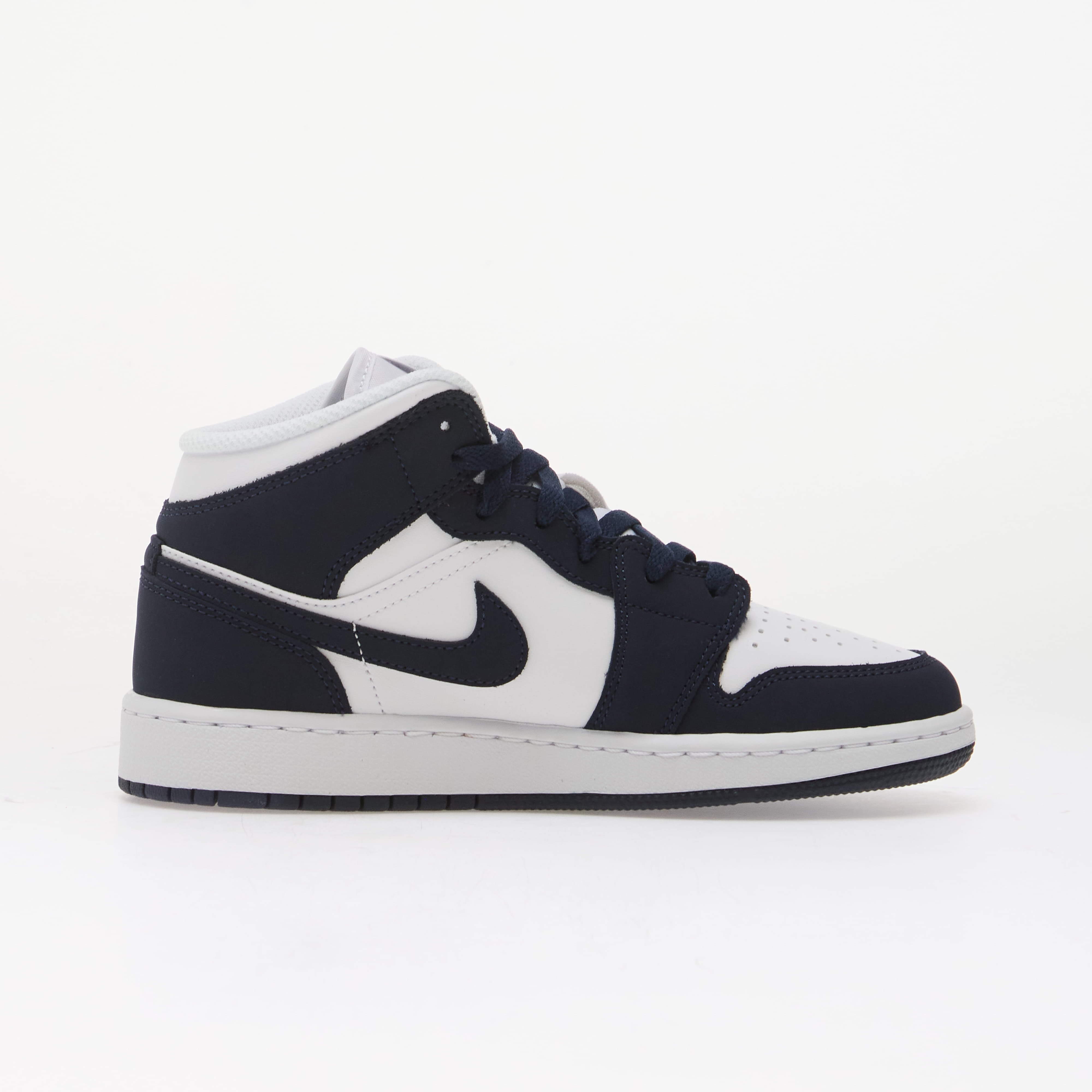 Jordan Air 1 Mid Kids Obsidian/ Obsidian-White-Grey Fog