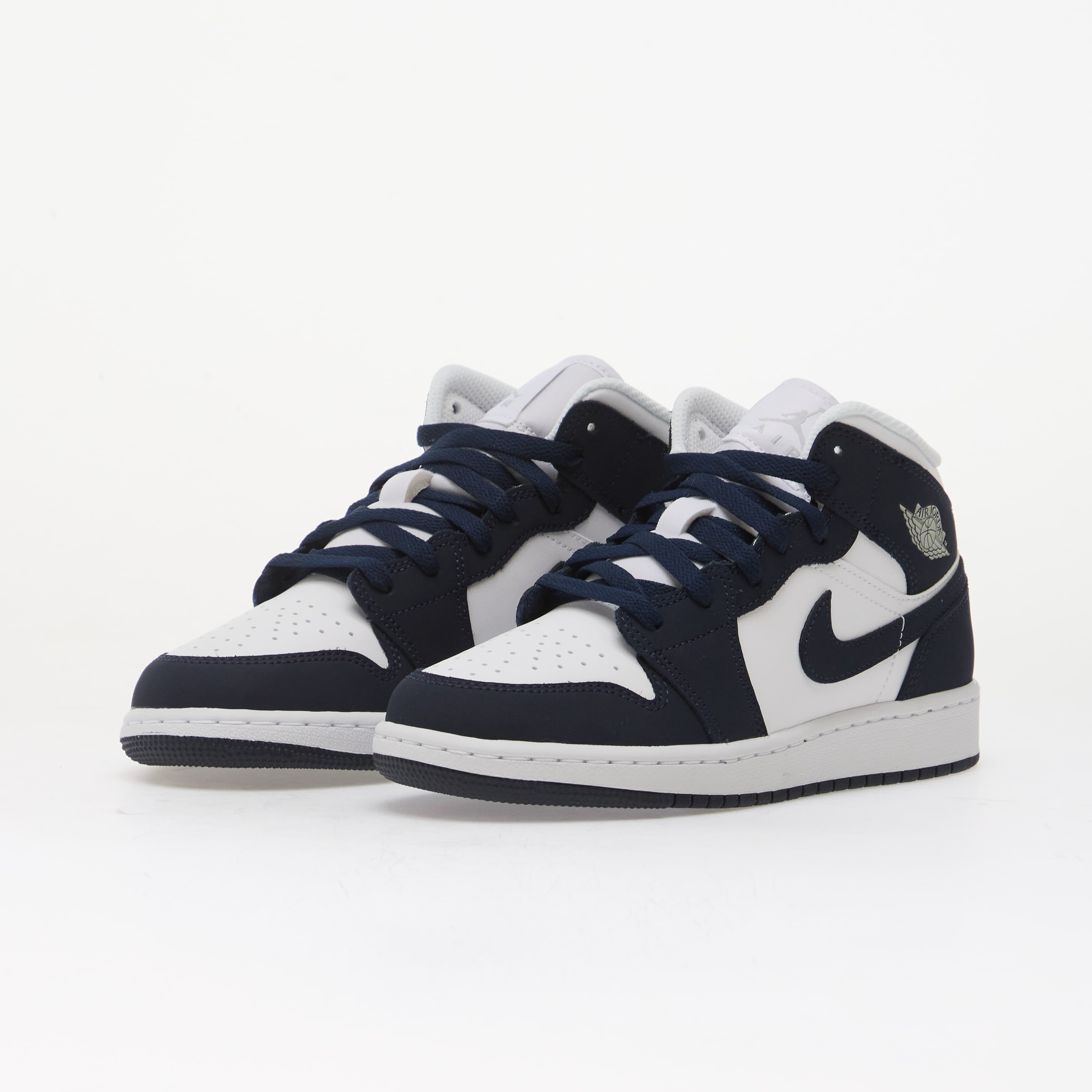 Jordan Air 1 Mid Kids Obsidian/ Obsidian-White-Grey Fog