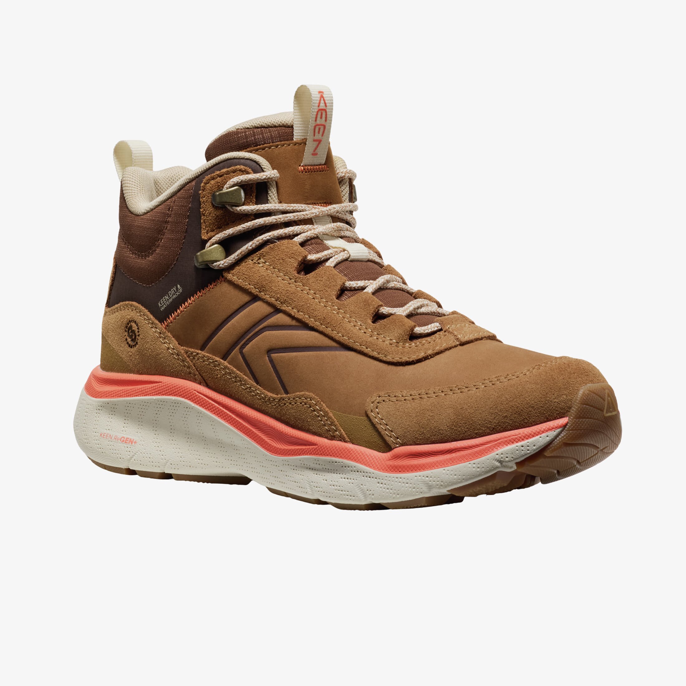 Keen Сникърси Leiki Leather Mid Wp Women Chipmunk/ Birch