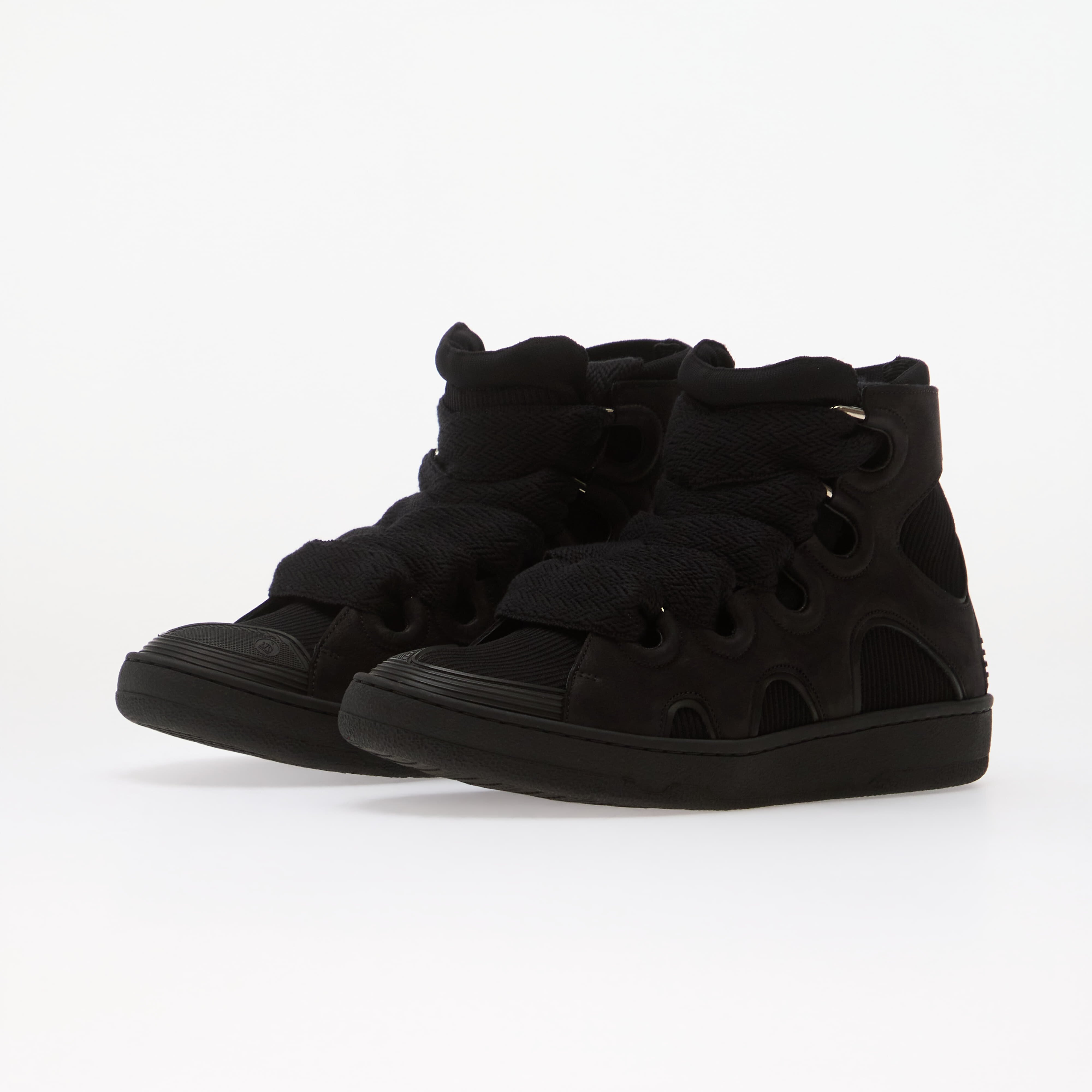Lanvin Сникърси High Knitted Curb Sneakers Black