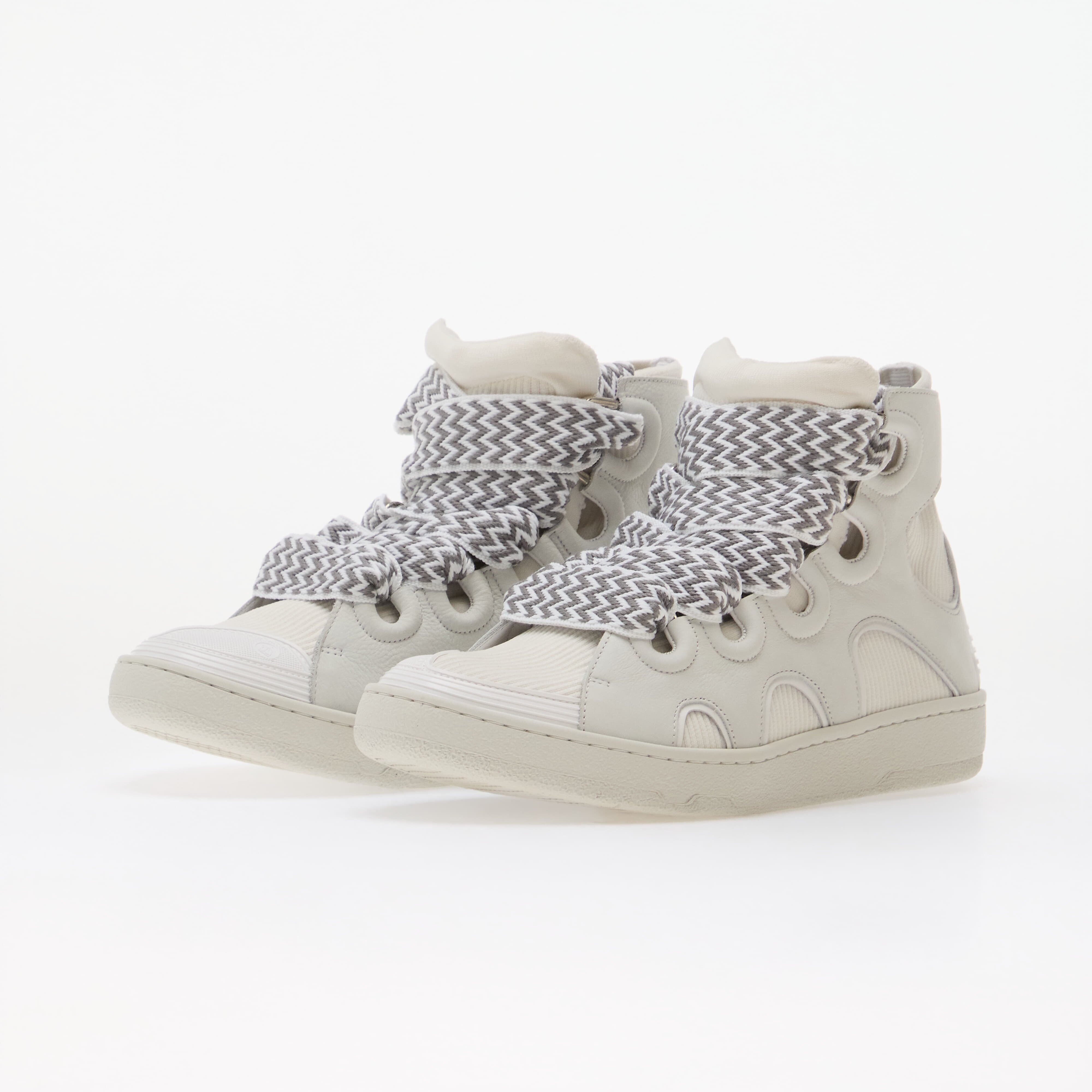 Lanvin Сникърси High Knitted Curb Sneakers White
