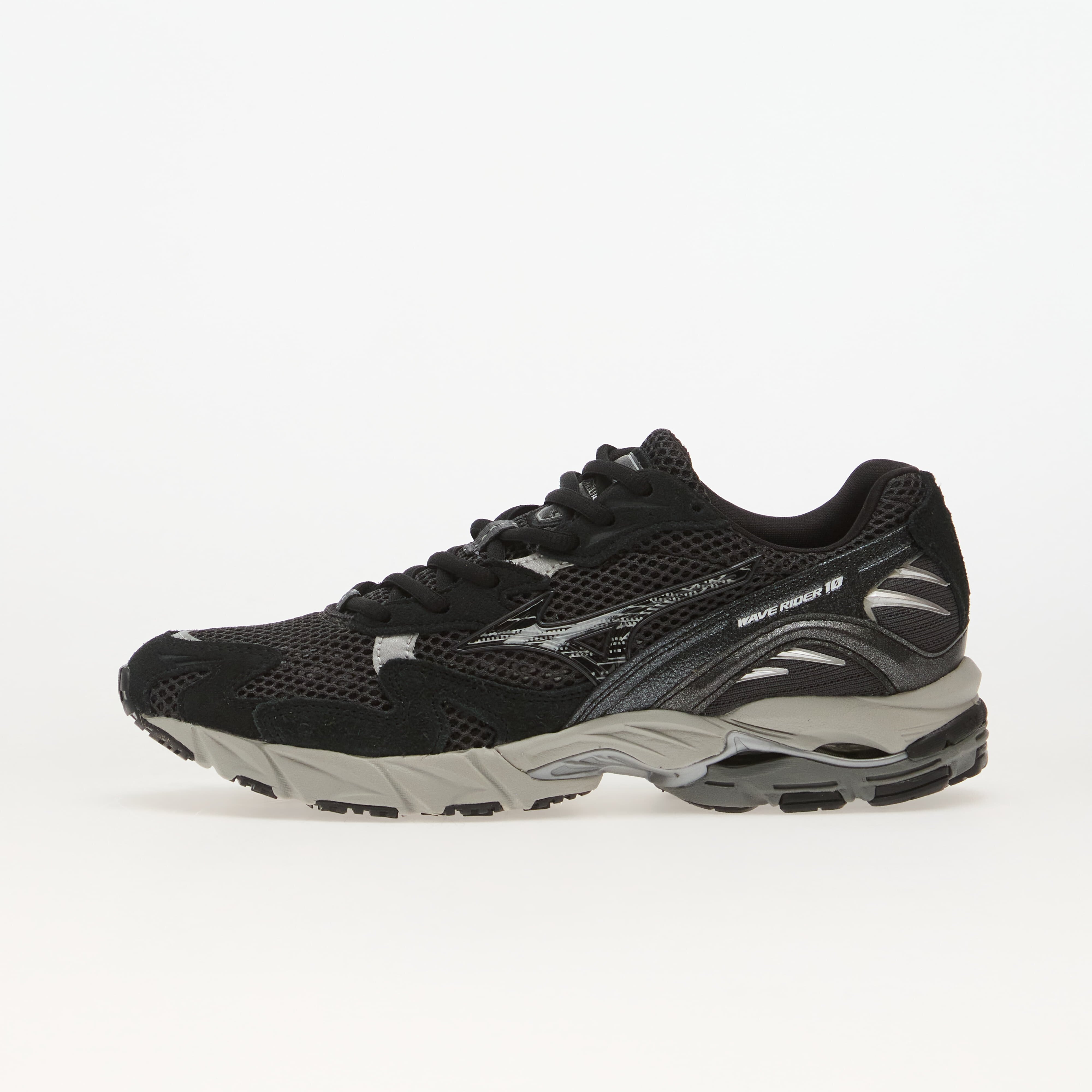Mizuno Сникърси Wave Rider 10 Suede Black Sand/ Black/ Harbor Mist