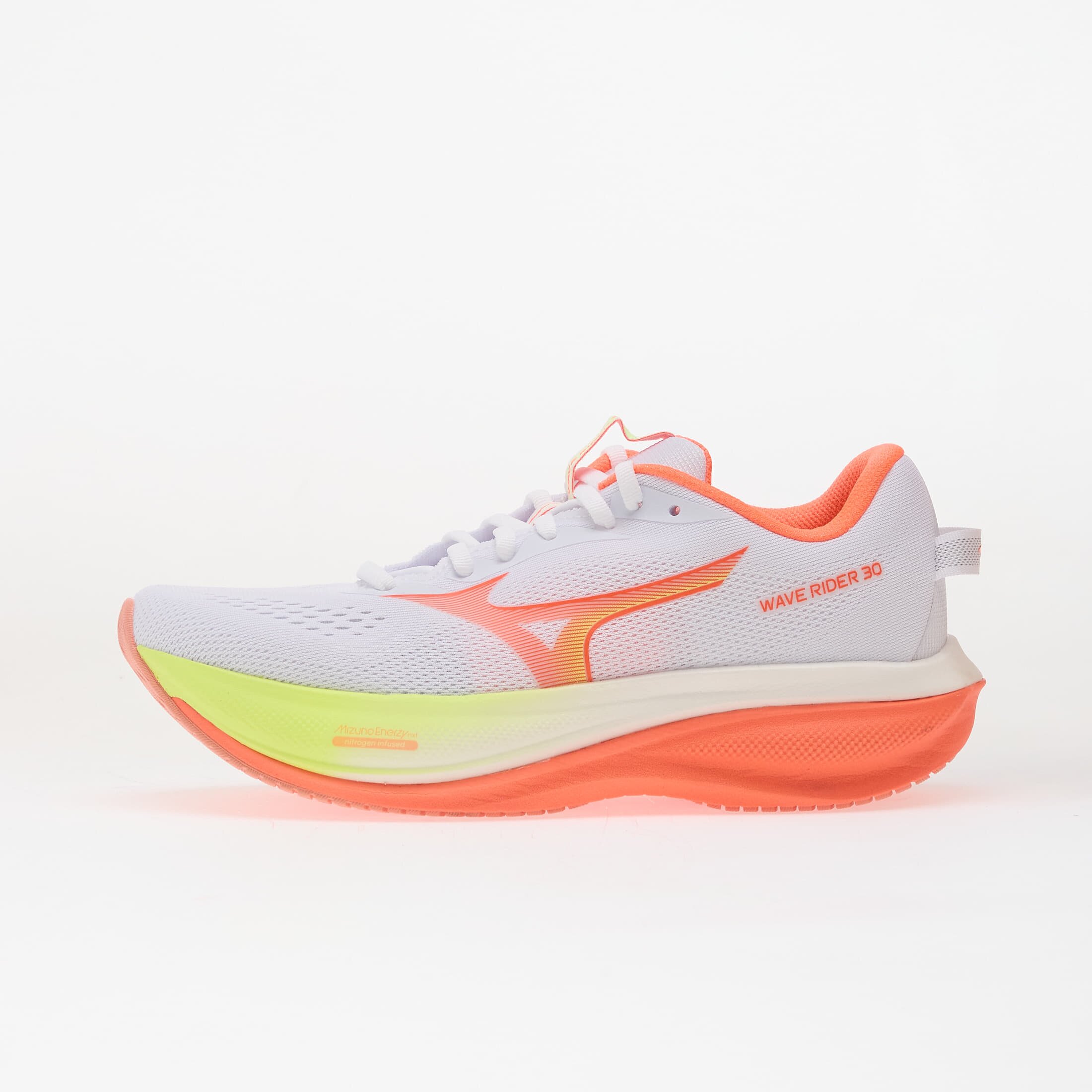 Mizuno Сникърси WAVE RIDER 30 White/ Flamingo Coral/ Lime Pulp
