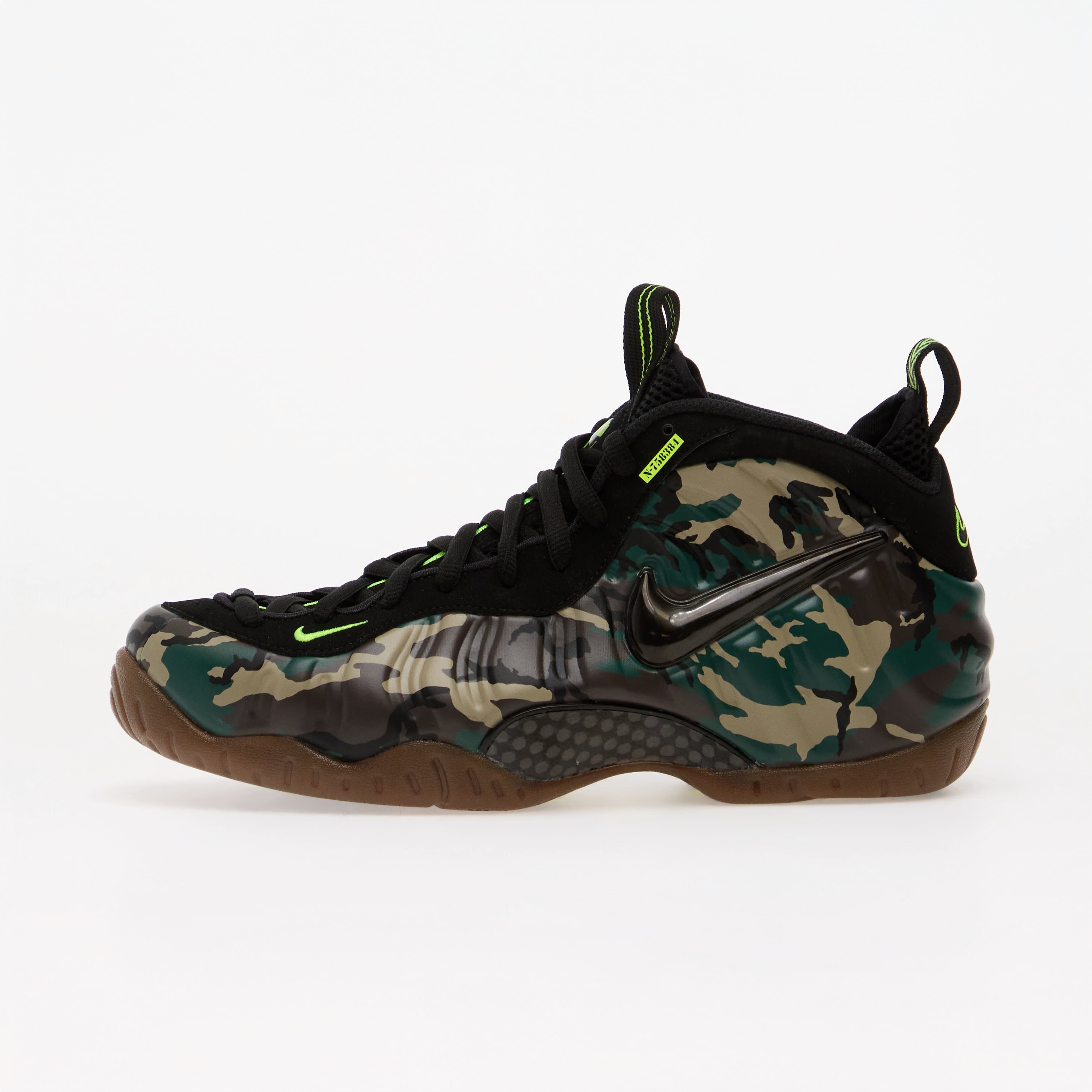Nike Сникърси Air Foamposite Pro Premium Black/ Black-Voltage Green-Gum Dark Brown