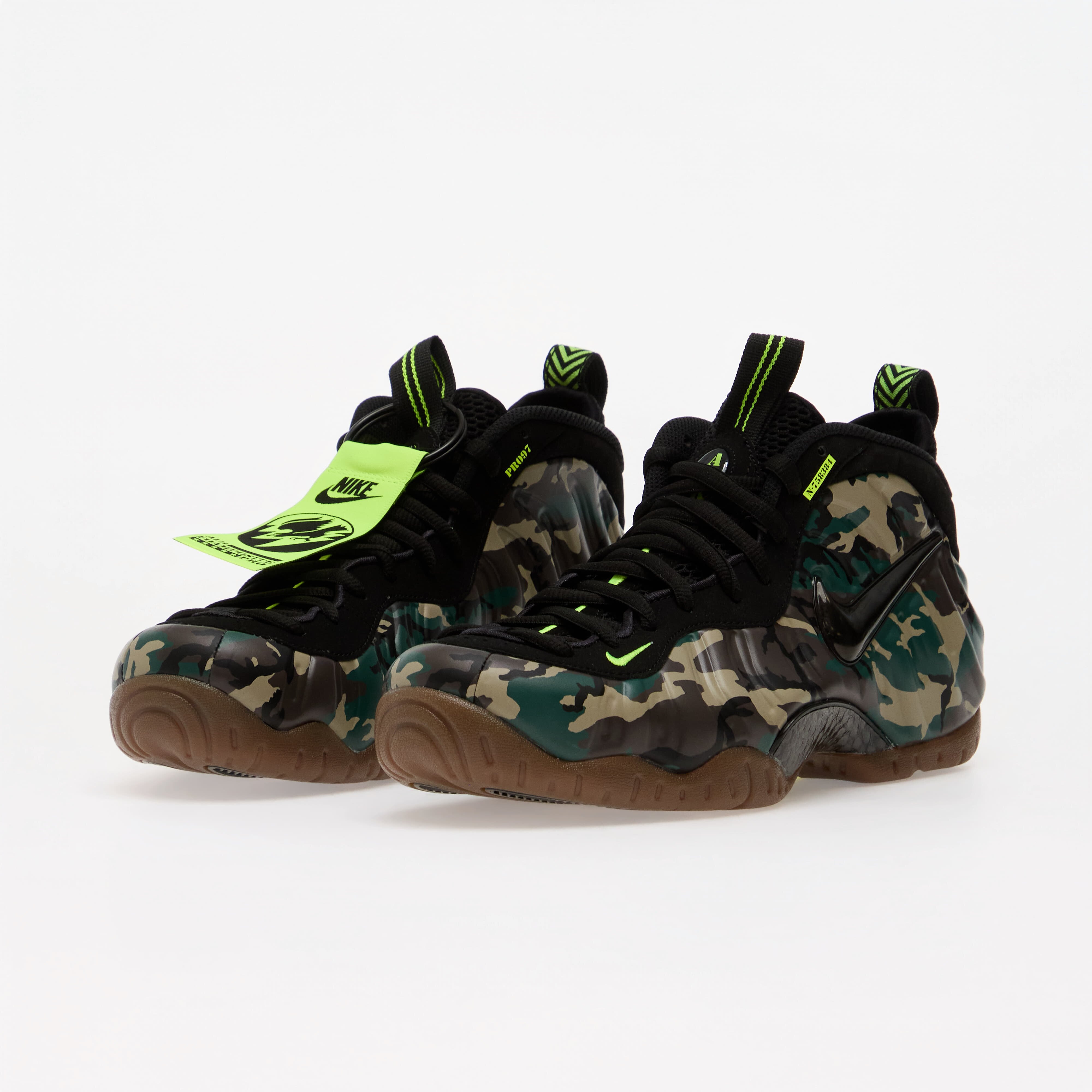Nike Сникърси Air Foamposite Pro Premium Black/ Black-Voltage Green-Gum Dark Brown