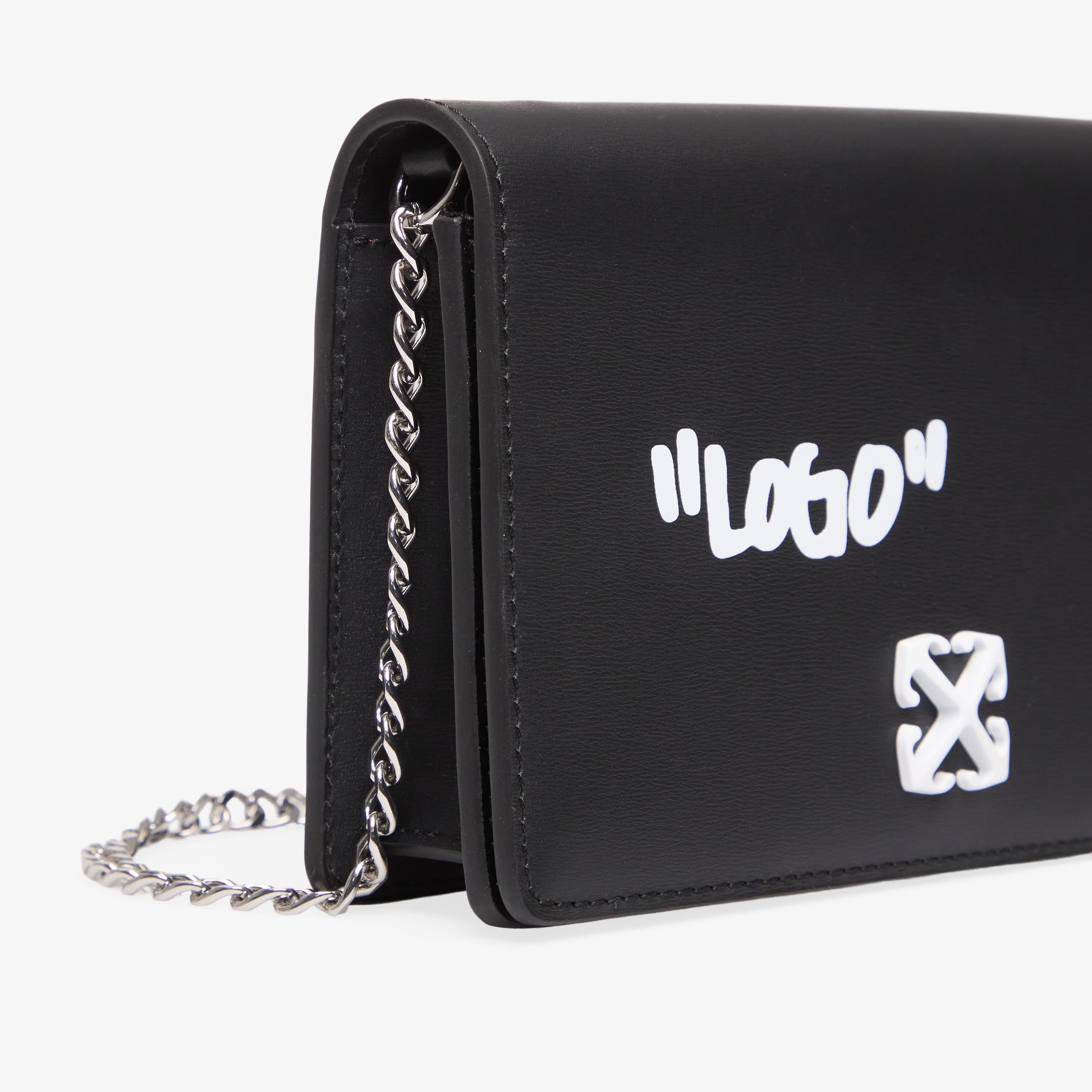 Off-White Чанта Jitney Wallet On Chain Quote Black/ White