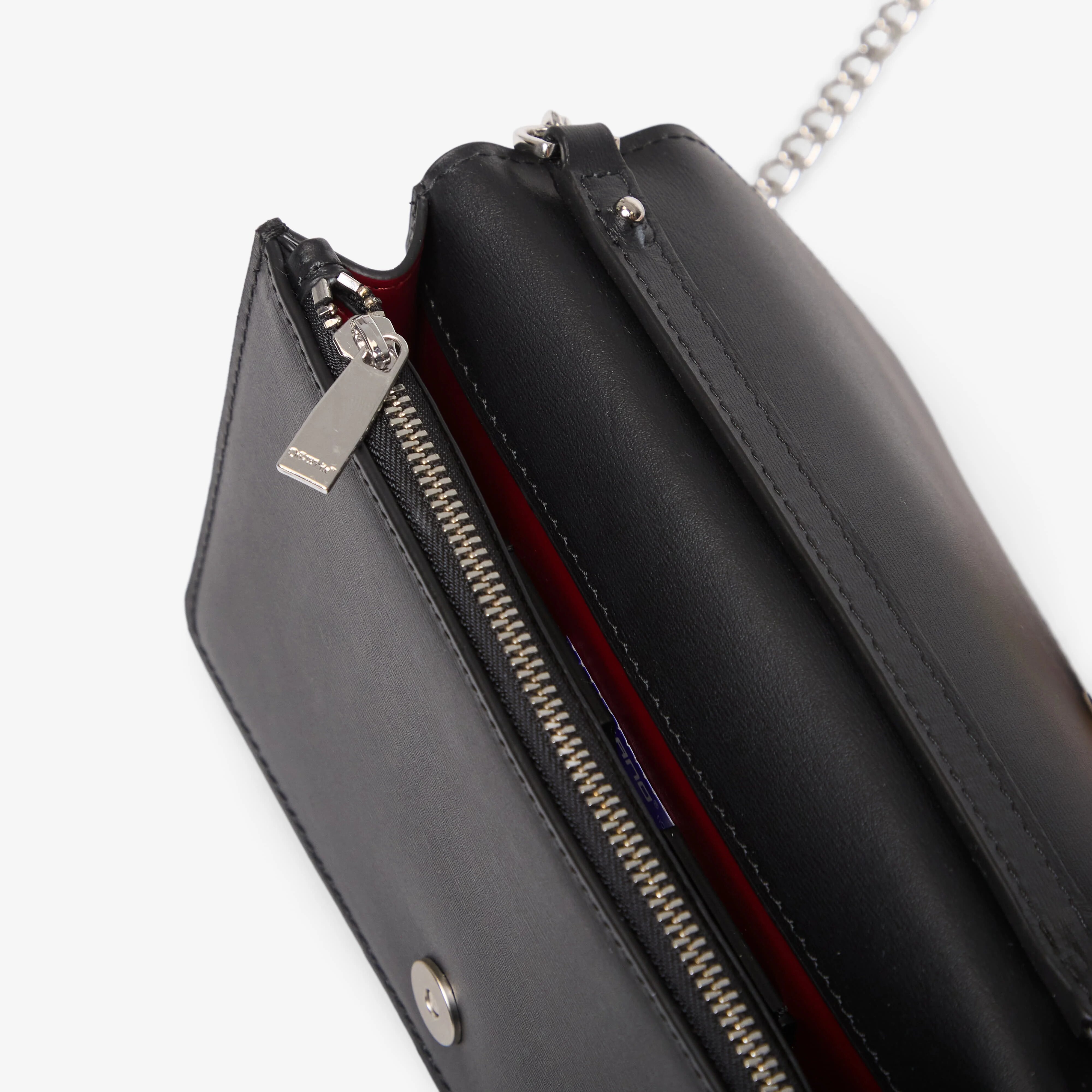 Off-White Чанта Jitney Wallet On Chain Quote Black/ White