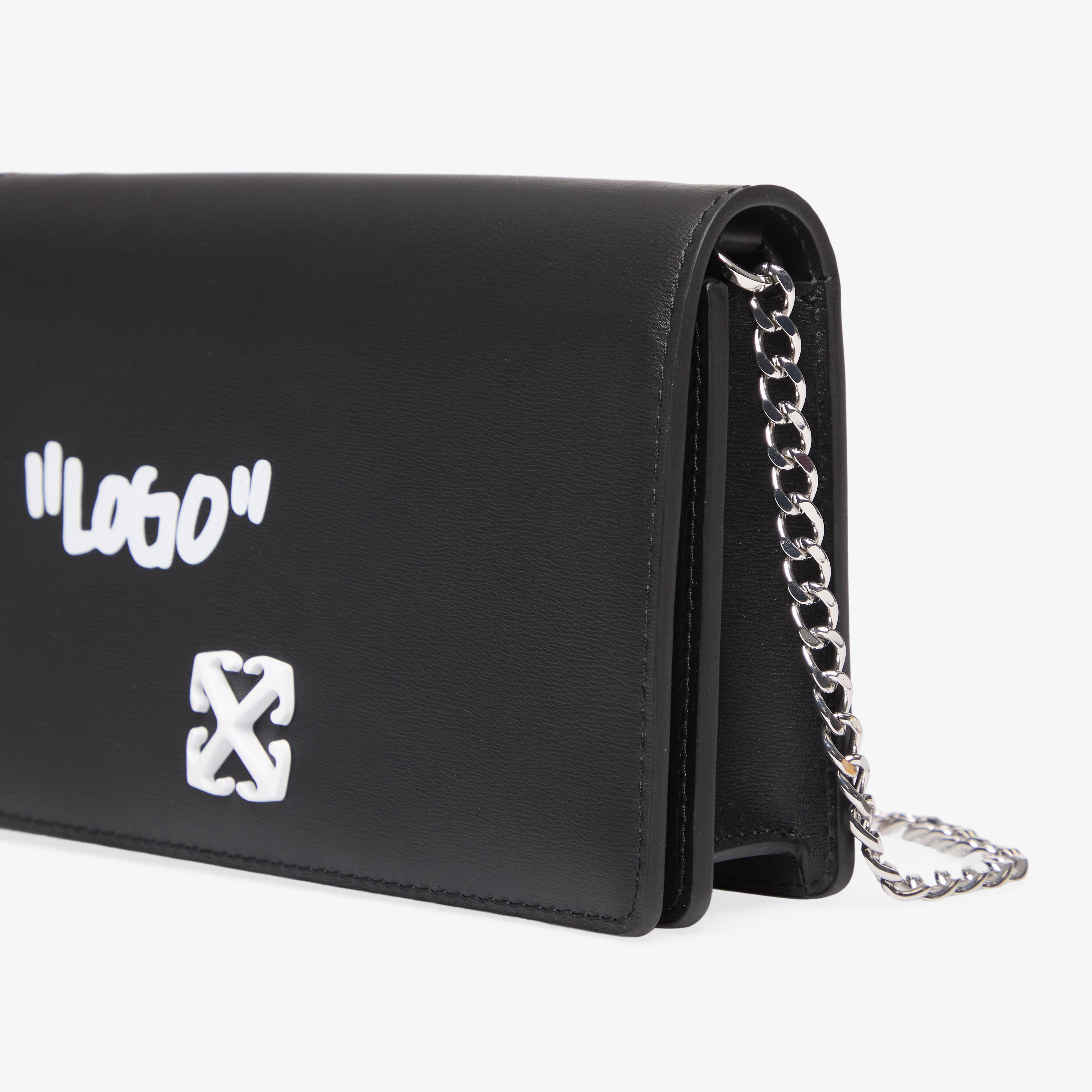 Off-White Чанта Jitney Wallet On Chain Quote Black/ White