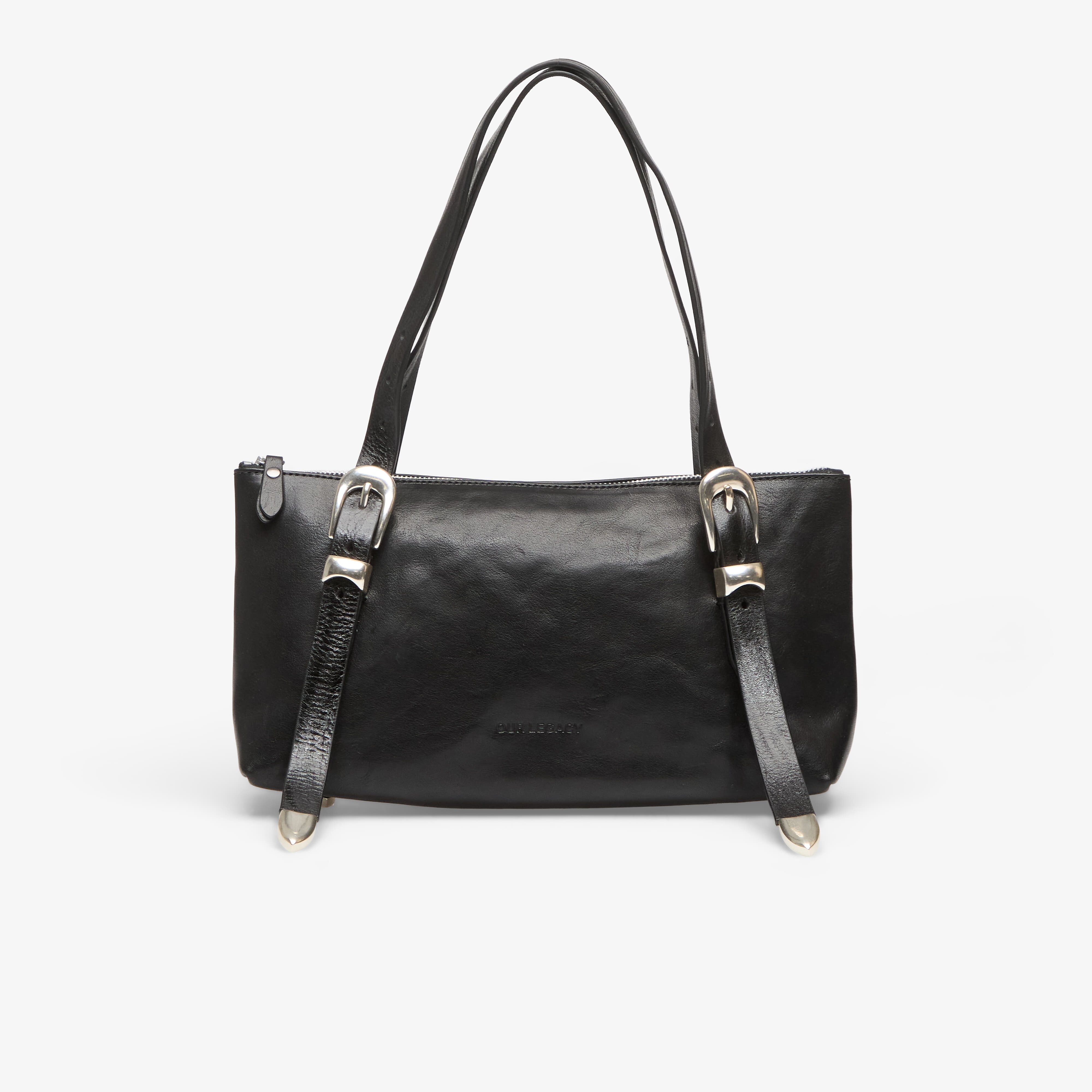 Our Legacy Чанта 2 Cm Belt Shoulder Bag Tire Black Forever Cowhide