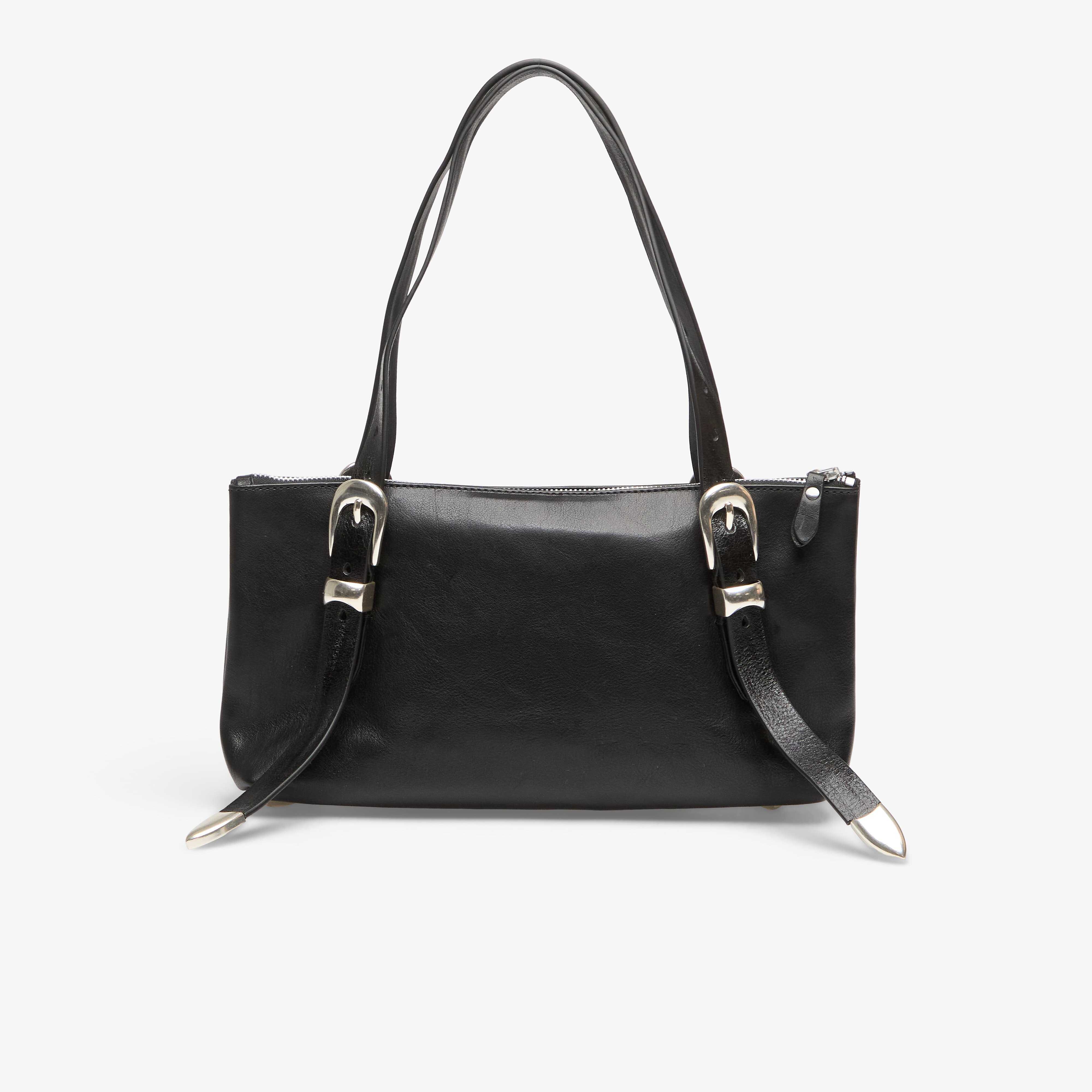 Our Legacy Чанта 2 Cm Belt Shoulder Bag Tire Black Forever Cowhide