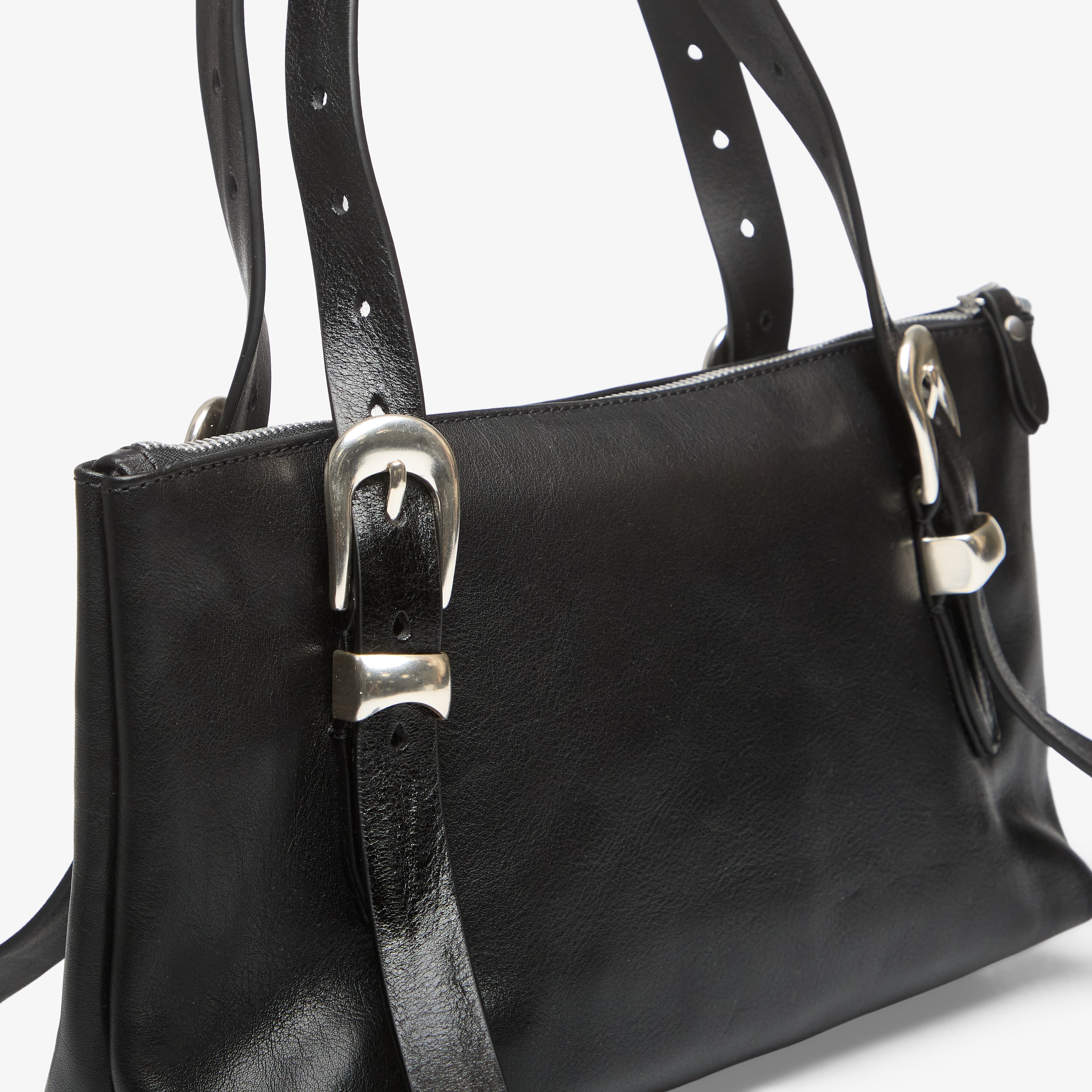 Our Legacy Чанта 2 Cm Belt Shoulder Bag Tire Black Forever Cowhide