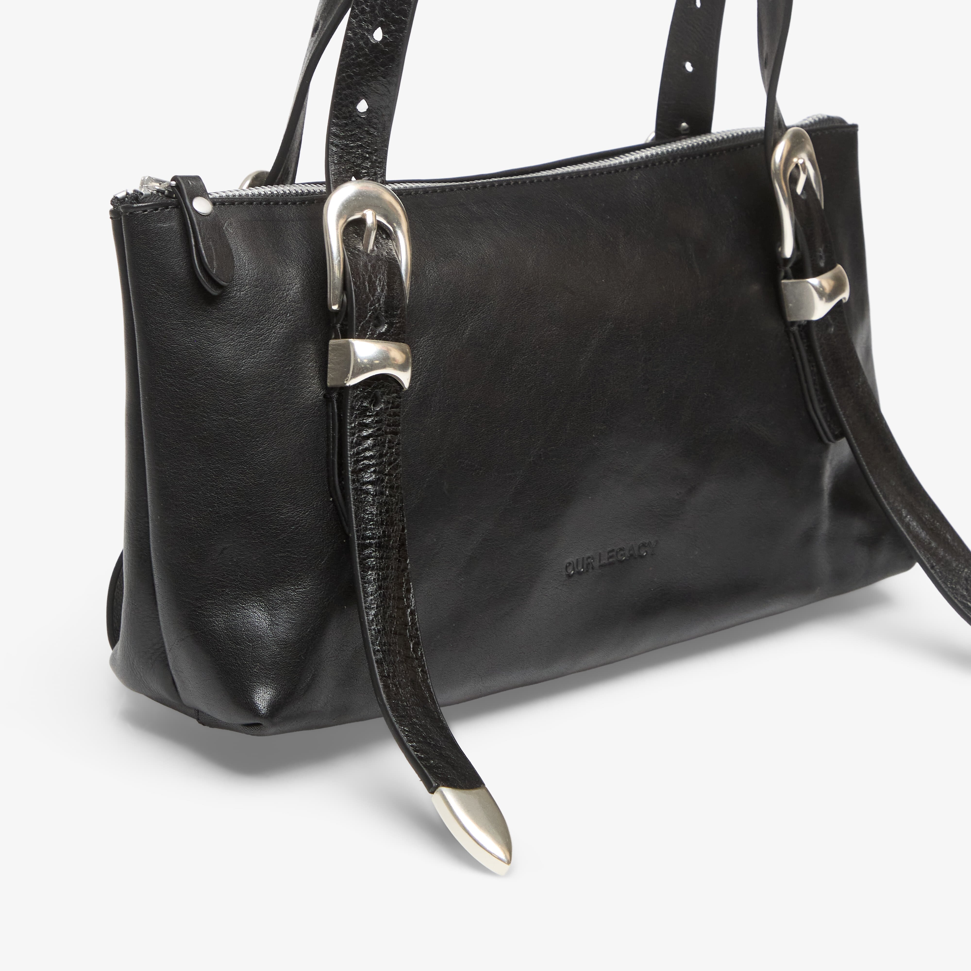Our Legacy Чанта 2 Cm Belt Shoulder Bag Tire Black Forever Cowhide
