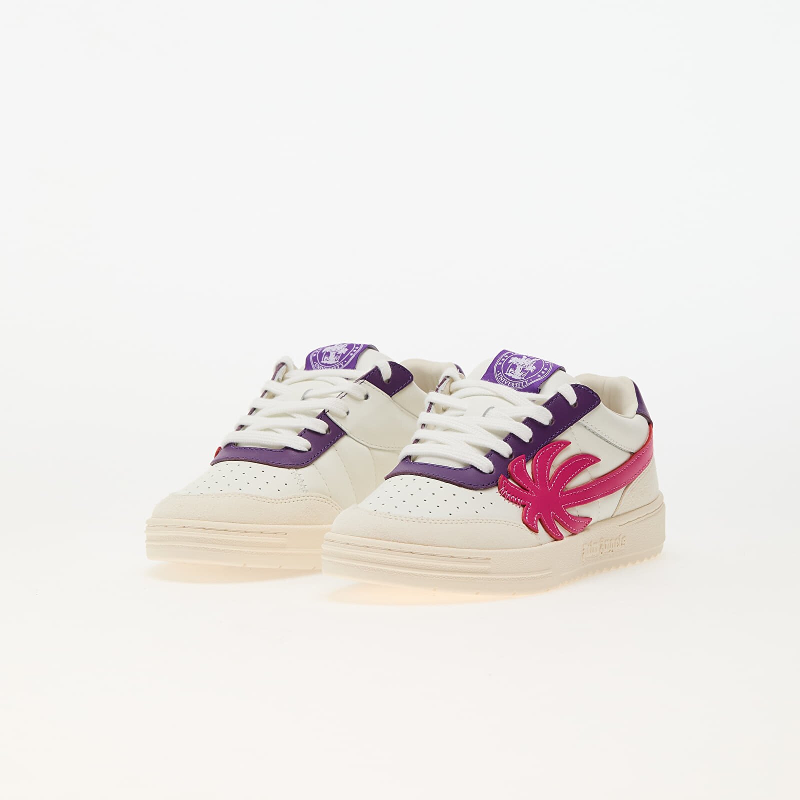 Palm Angels Kids Сникърси Palm Beach University Leather White Fuchsia