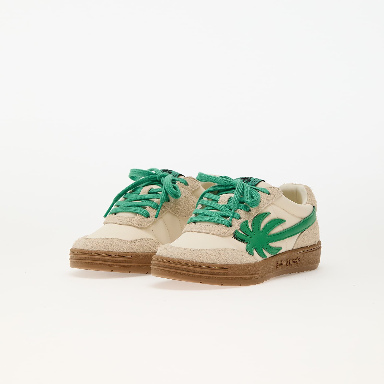 Palm Angels Kids Сникърси Palm Beach University Nylon Beige Green