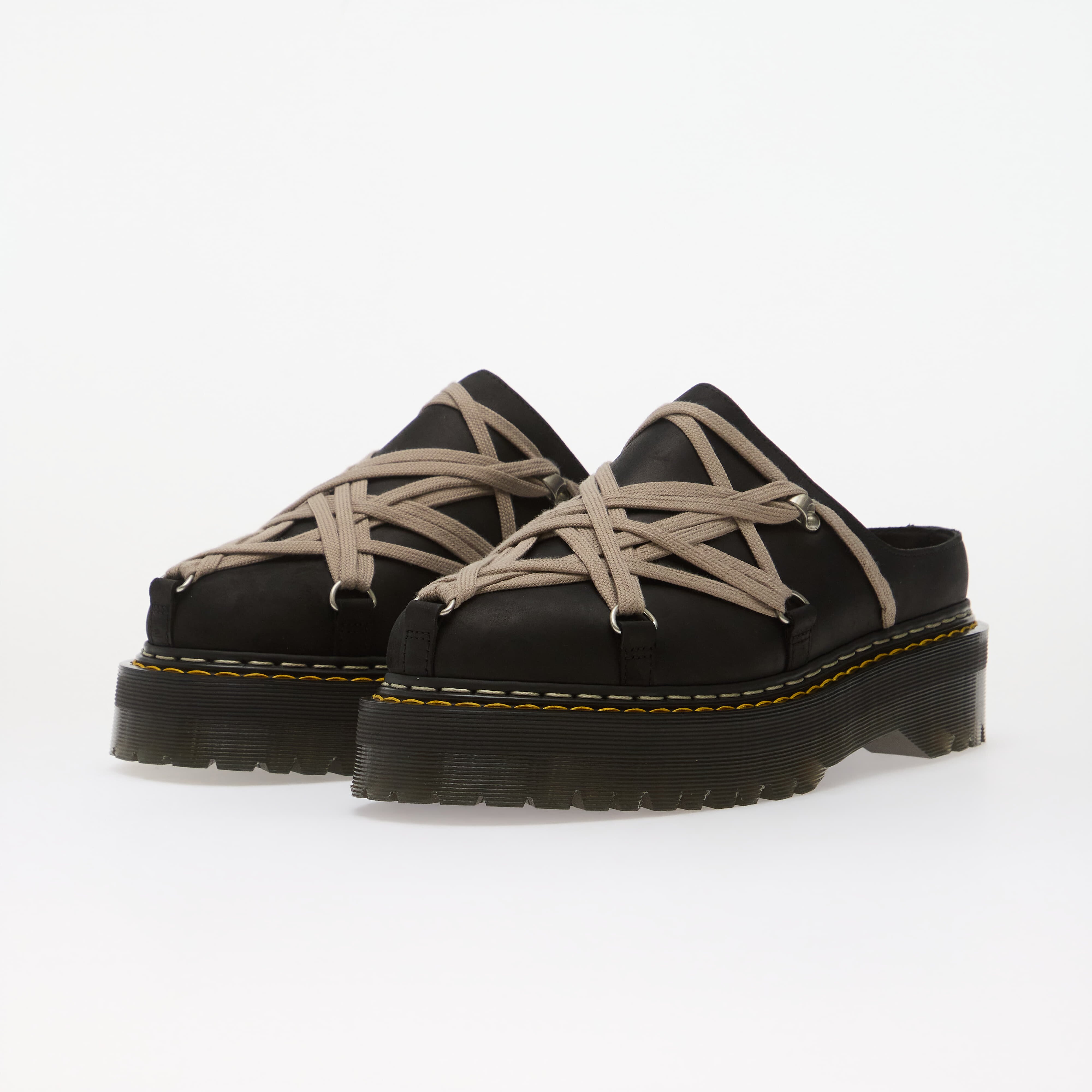 Rick Owens DRKSHDW Обувки x Dr. Martens Quad Sole Megalace Mule Black