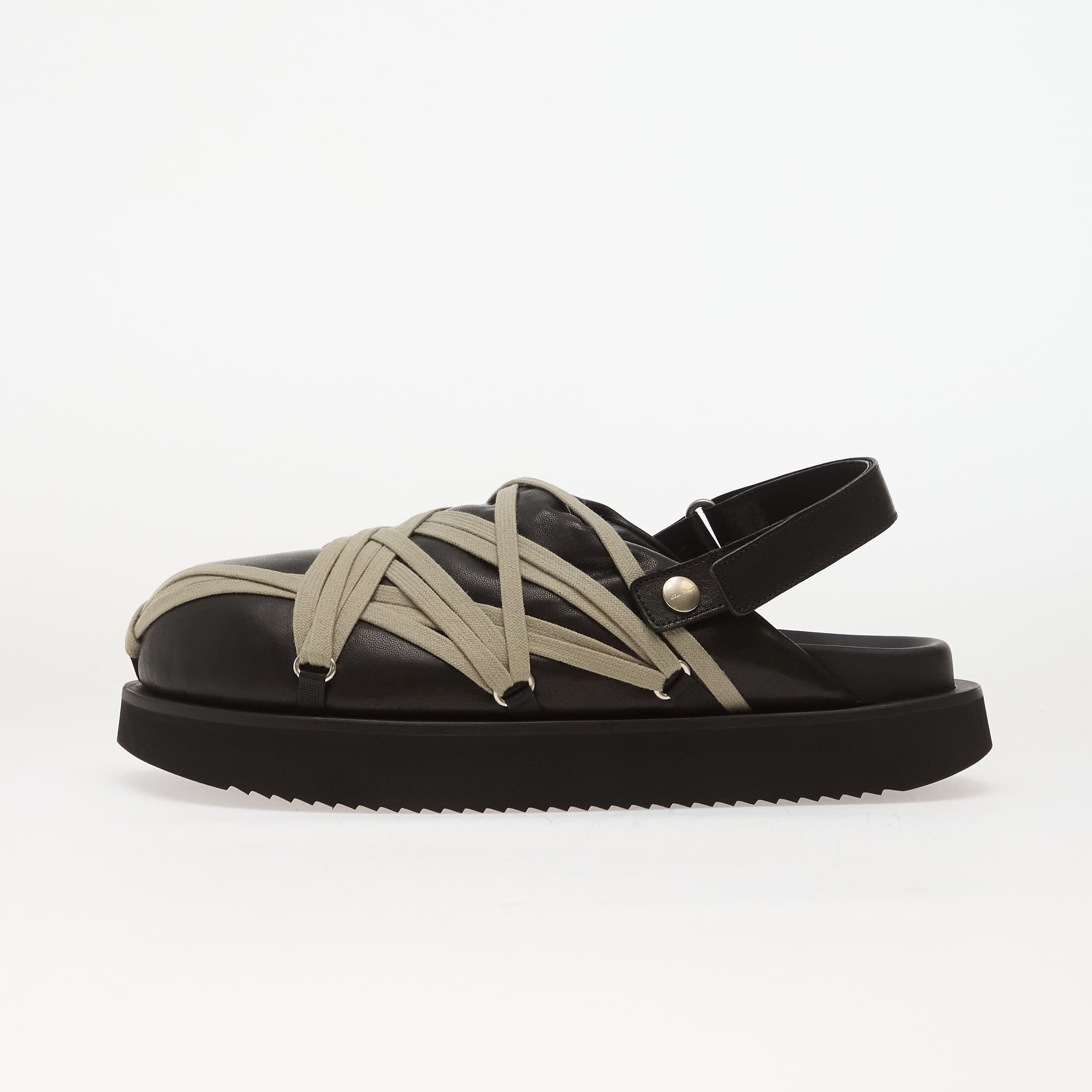 Rick Owens Обувки DRKSHDW Leather Padded Sandals - Padded Megalace Platform Black/ Pearl